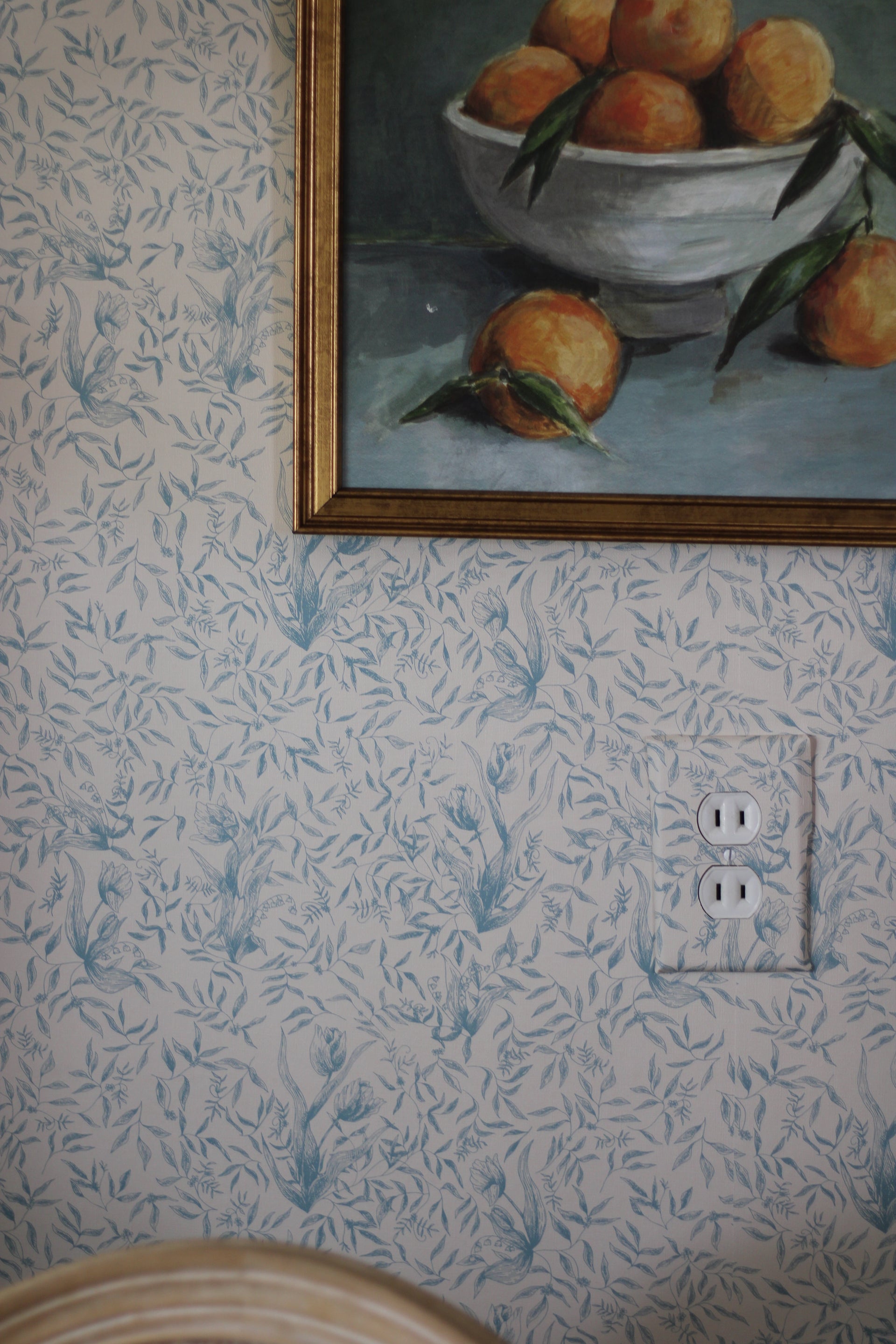 Austen Floral Cottagecore Wallpaper - White & Blue