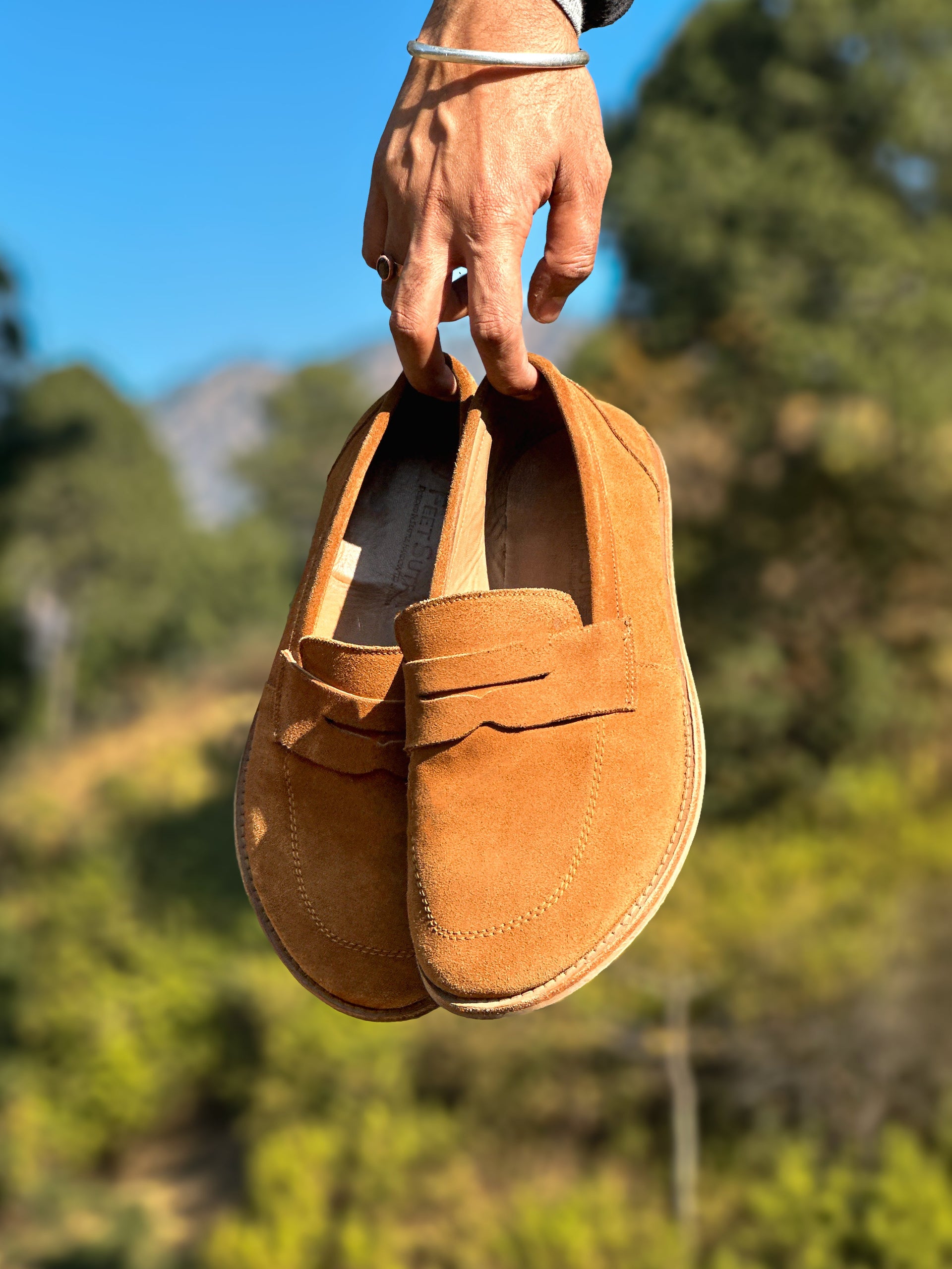 Women's Suede Leather Penny Loafers Zero Drop Wide Toe Box - Image 2