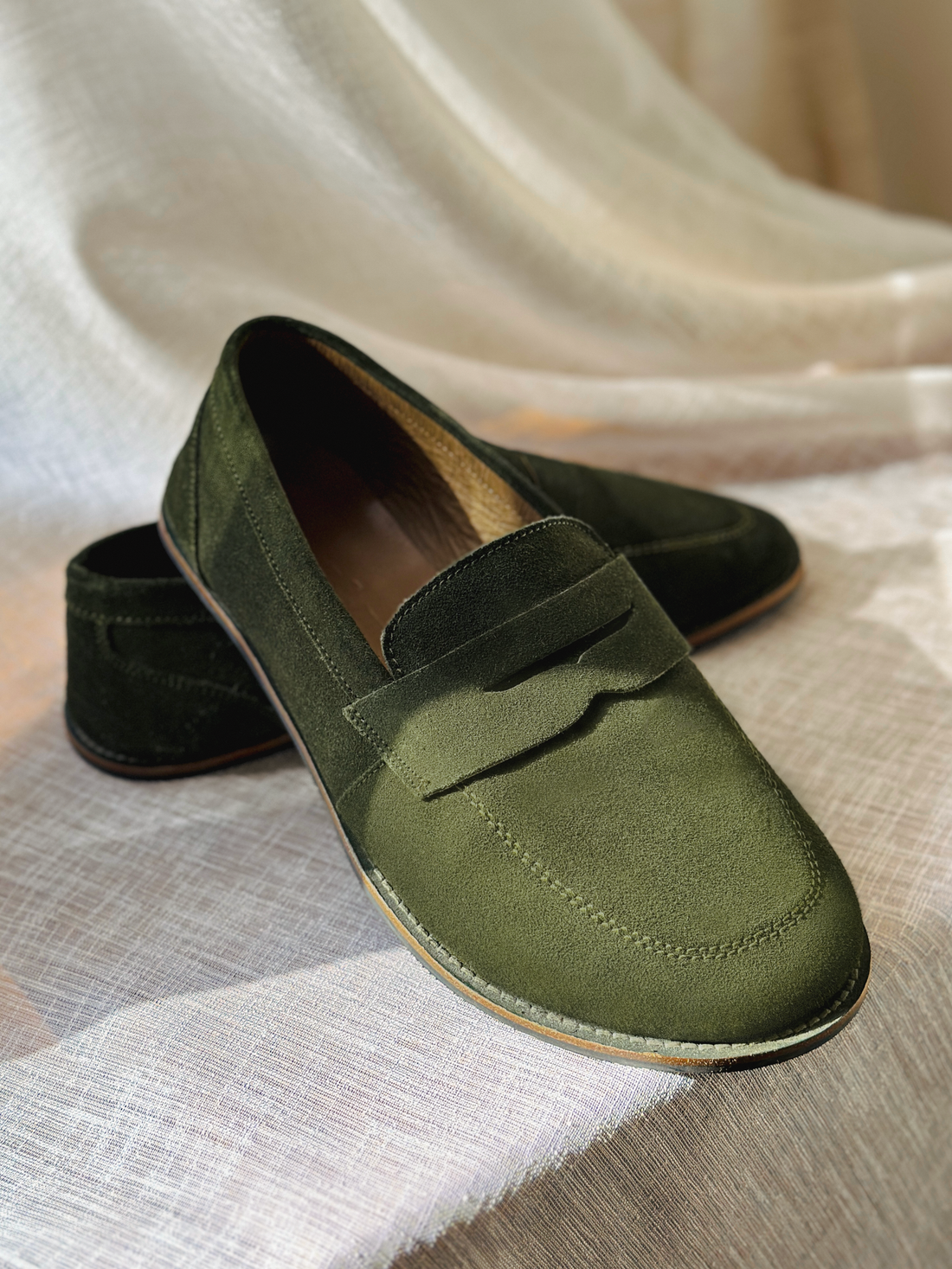Women's Suede Leather Penny Loafers Zero Drop Wide Toe Box - Image 5