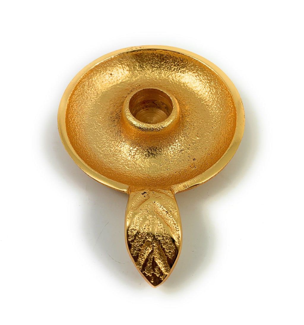 Golden Taper Candlestick Holder Dish