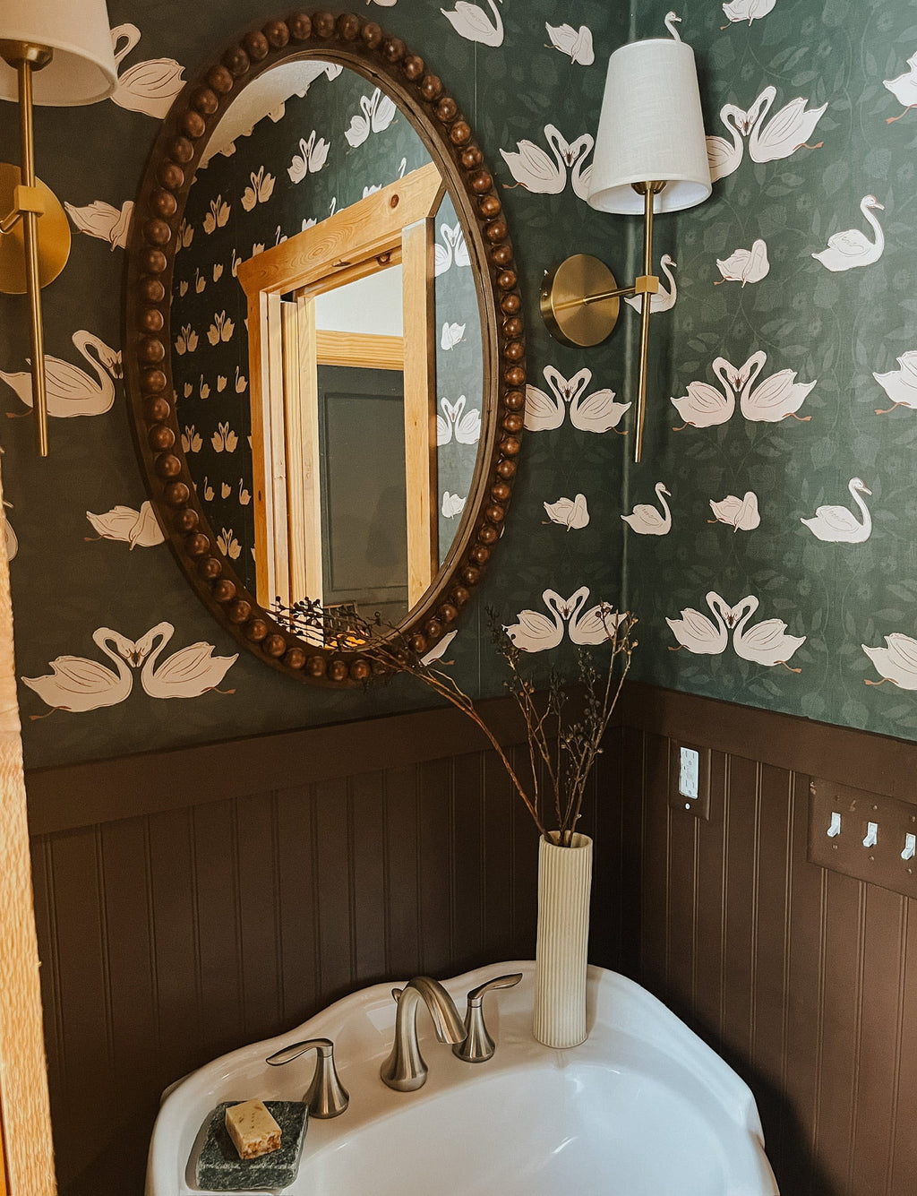 Sevan Botanical Animal Print Wallpaper in Green, White & Tan