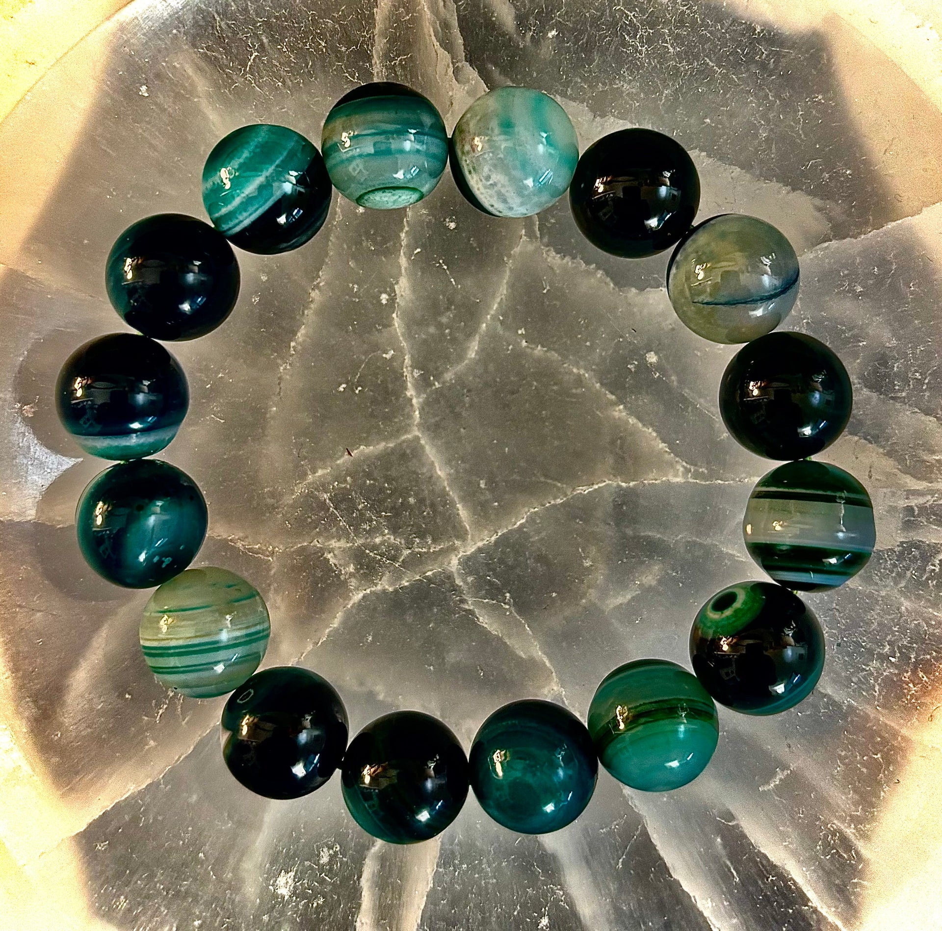 Wicked Fabulous Emerald Tide – Green Banded Agate Bracelet