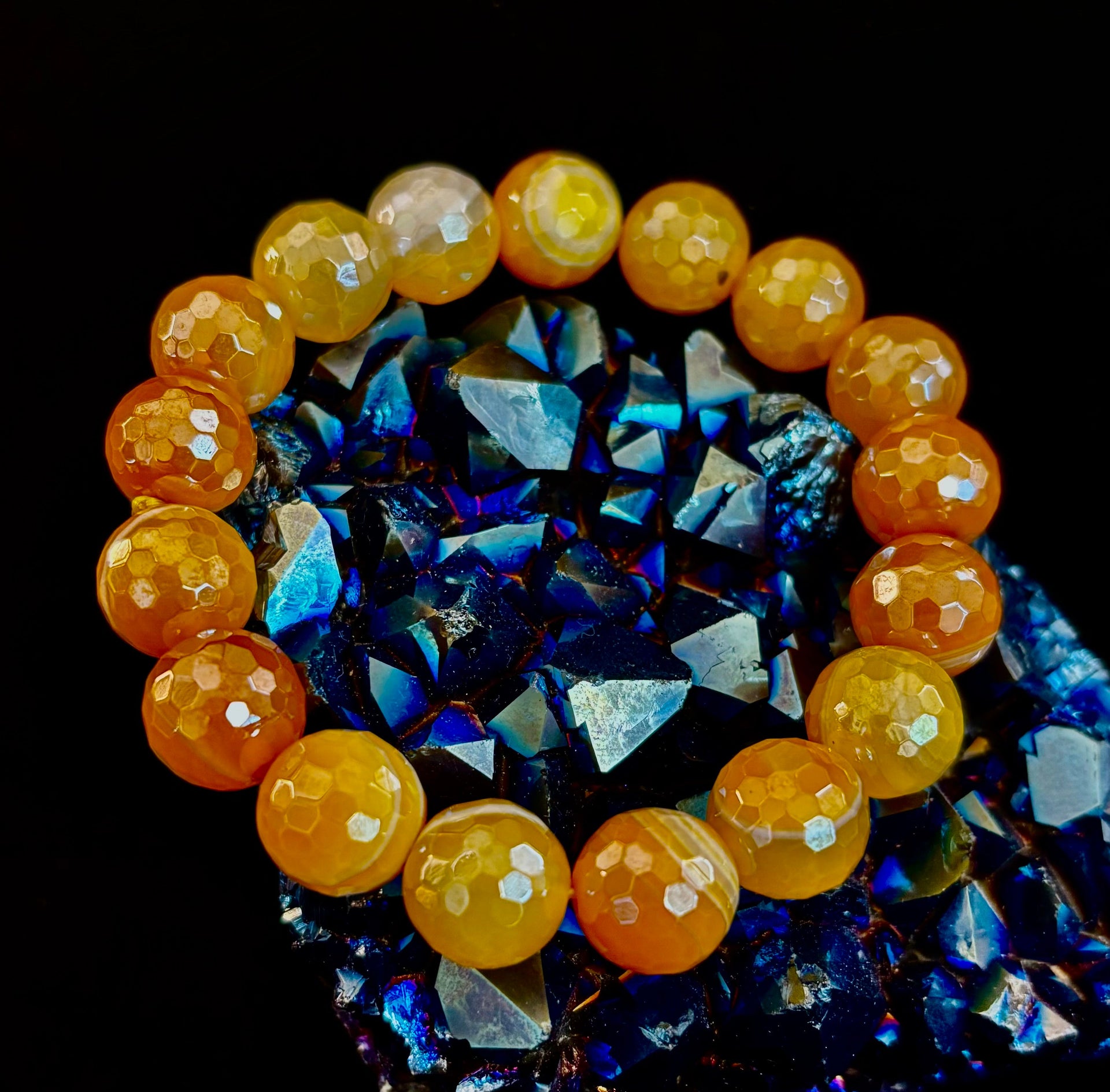 Wicked Glam Golden Hour – Yellow Banded Agate Bracelet