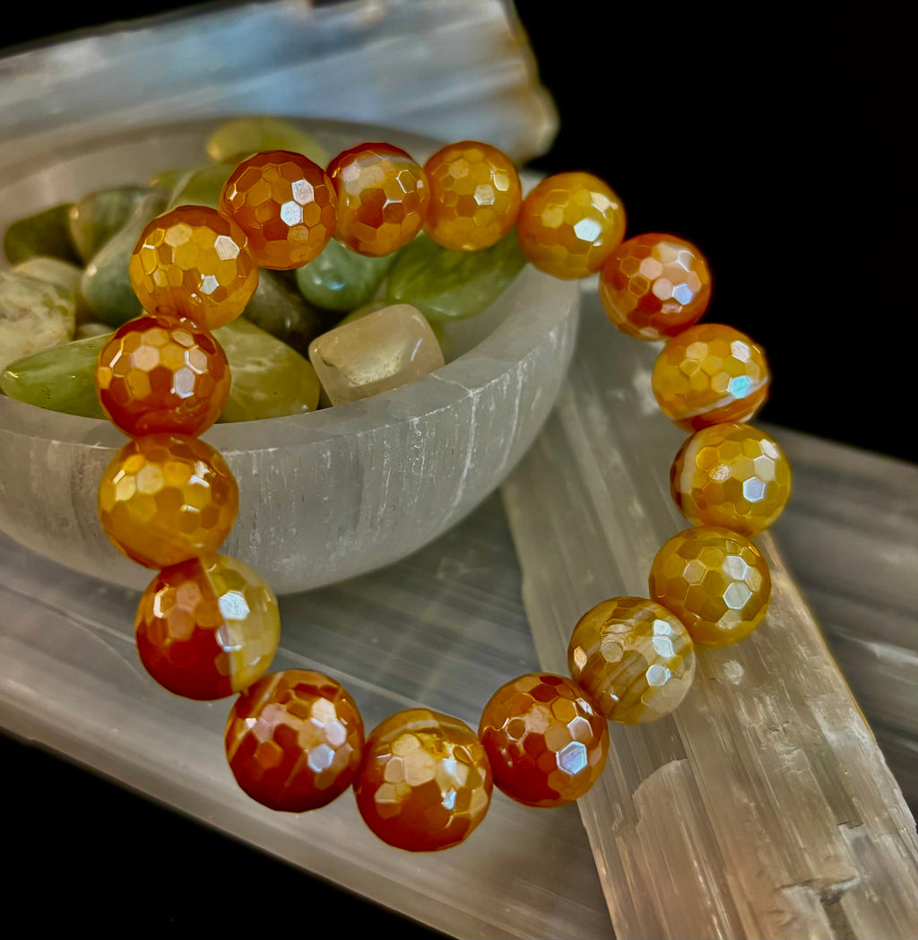 Wicked Glam Golden Hour – Yellow Banded Agate Bracelet
