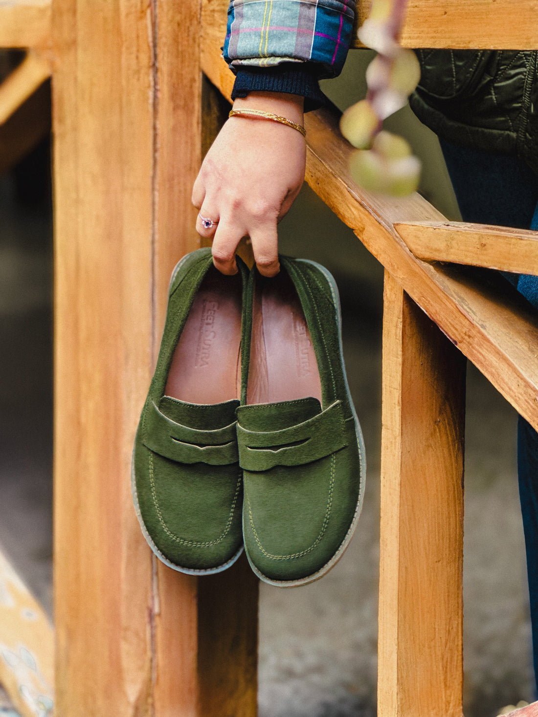Women's Suede Leather Penny Loafers Zero Drop Wide Toe Box - Image 3