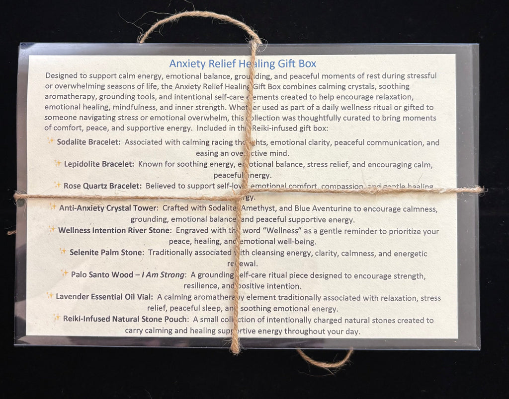 Anxiety Relief Healing Gift Box: Reiki-Infused Crystal Wellness Set