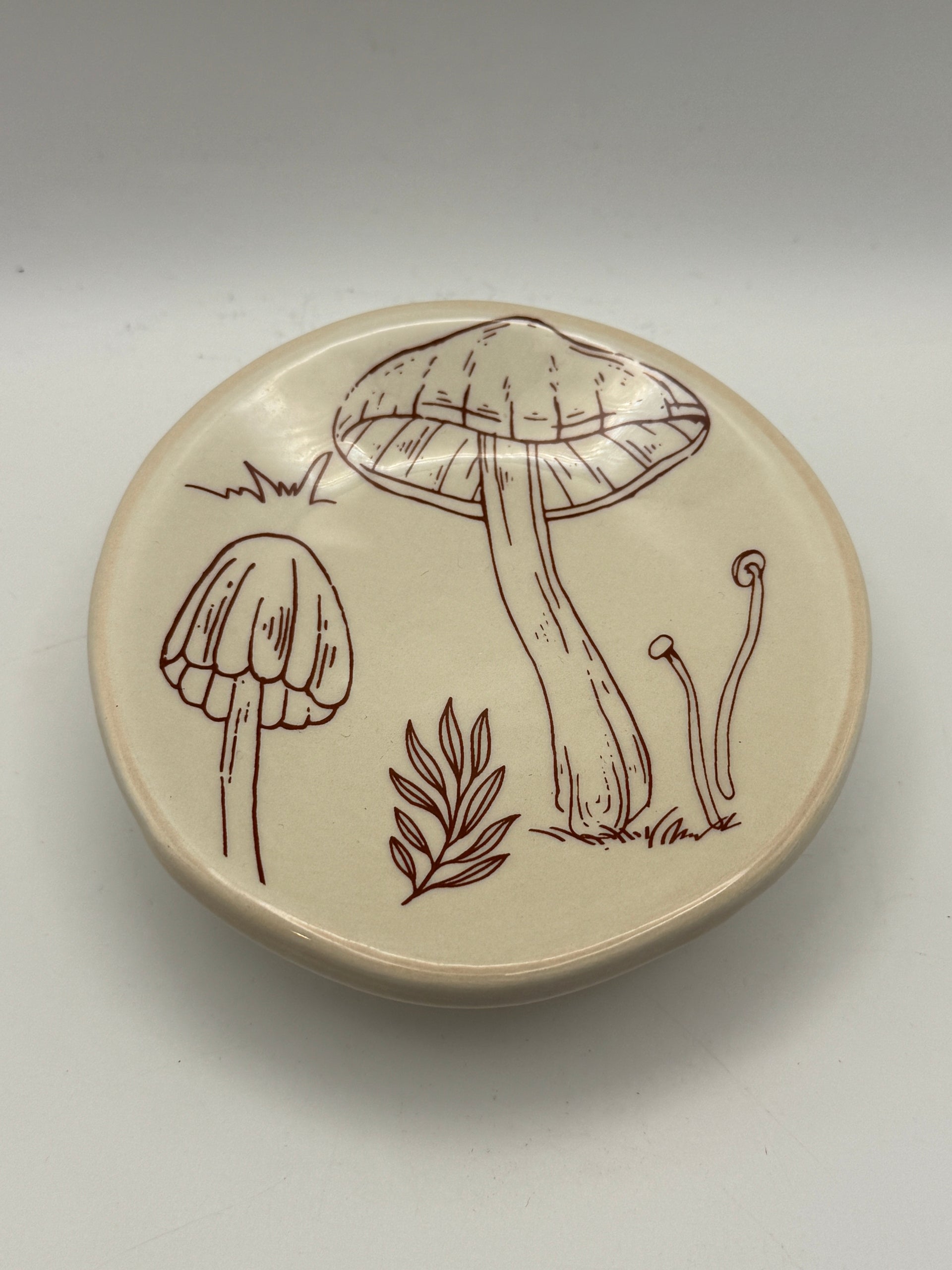 Ceramic Mushroom Footed Trinket Dish