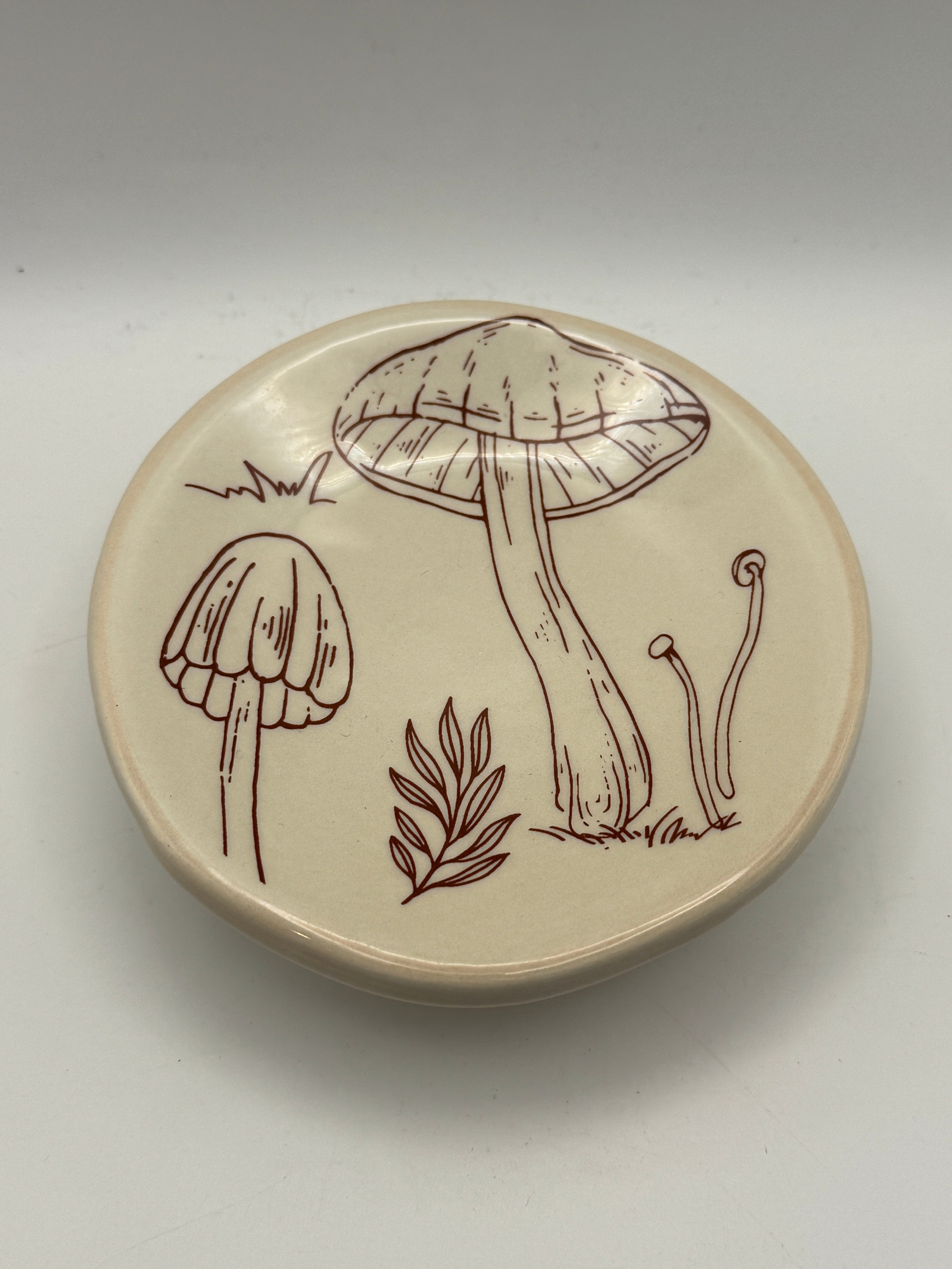 Ceramic Mushroom Footed Trinket Dish