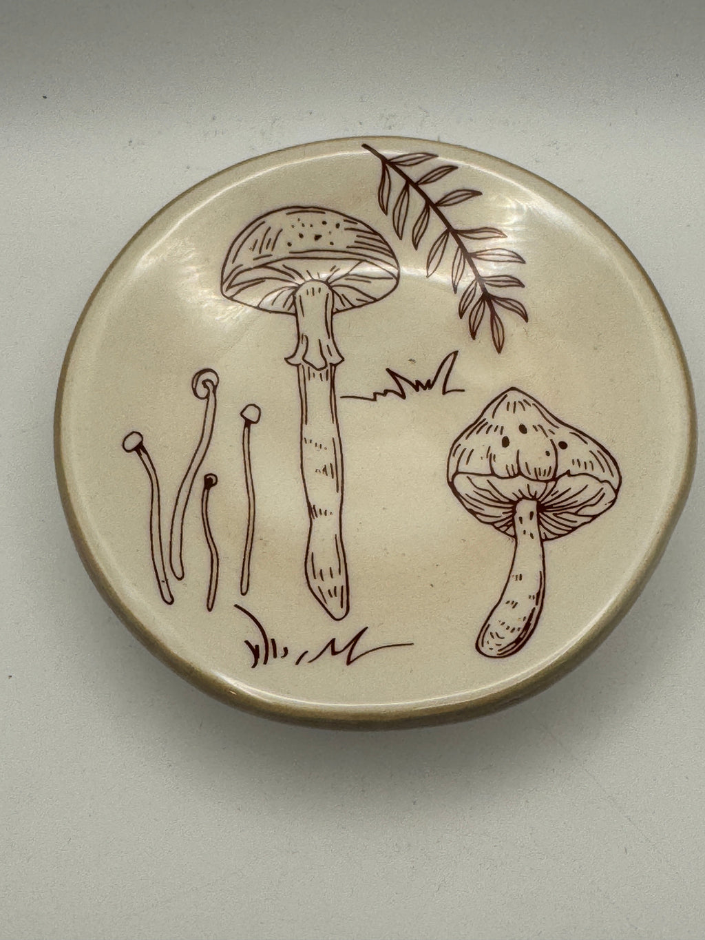 Ceramic Mushroom Footed Trinket Dish