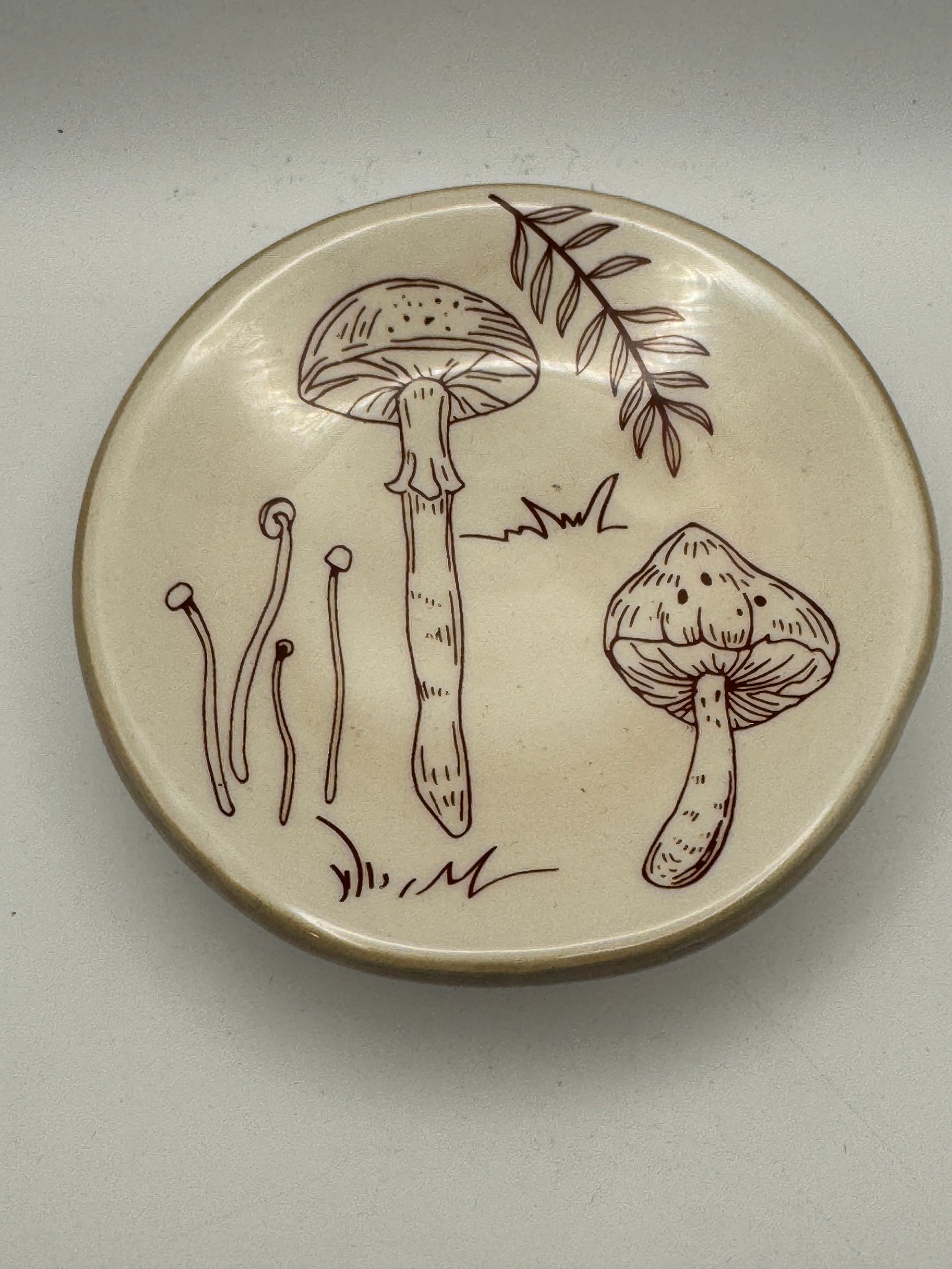 Ceramic Mushroom Footed Trinket Dish