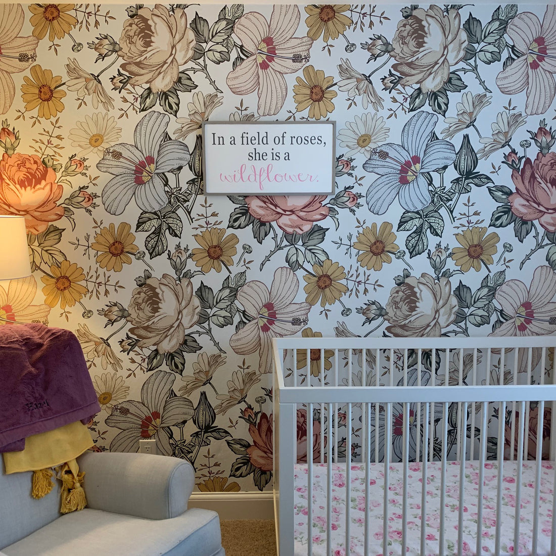 Mila Floral Bohemian Wallpaper in Cream, Orange, and Sage-Green