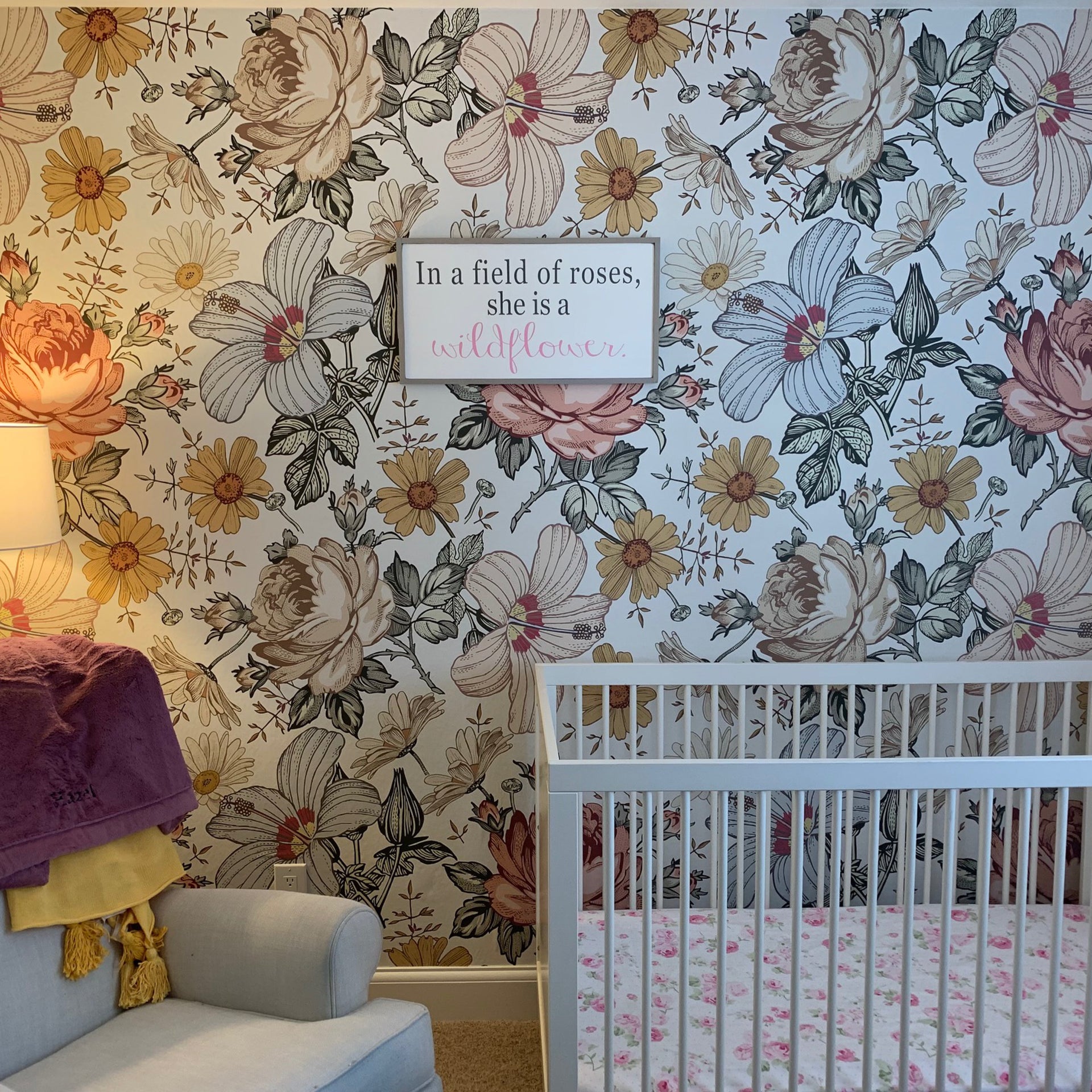 Mila Floral Bohemian Wallpaper in Cream, Orange, and Sage-Green