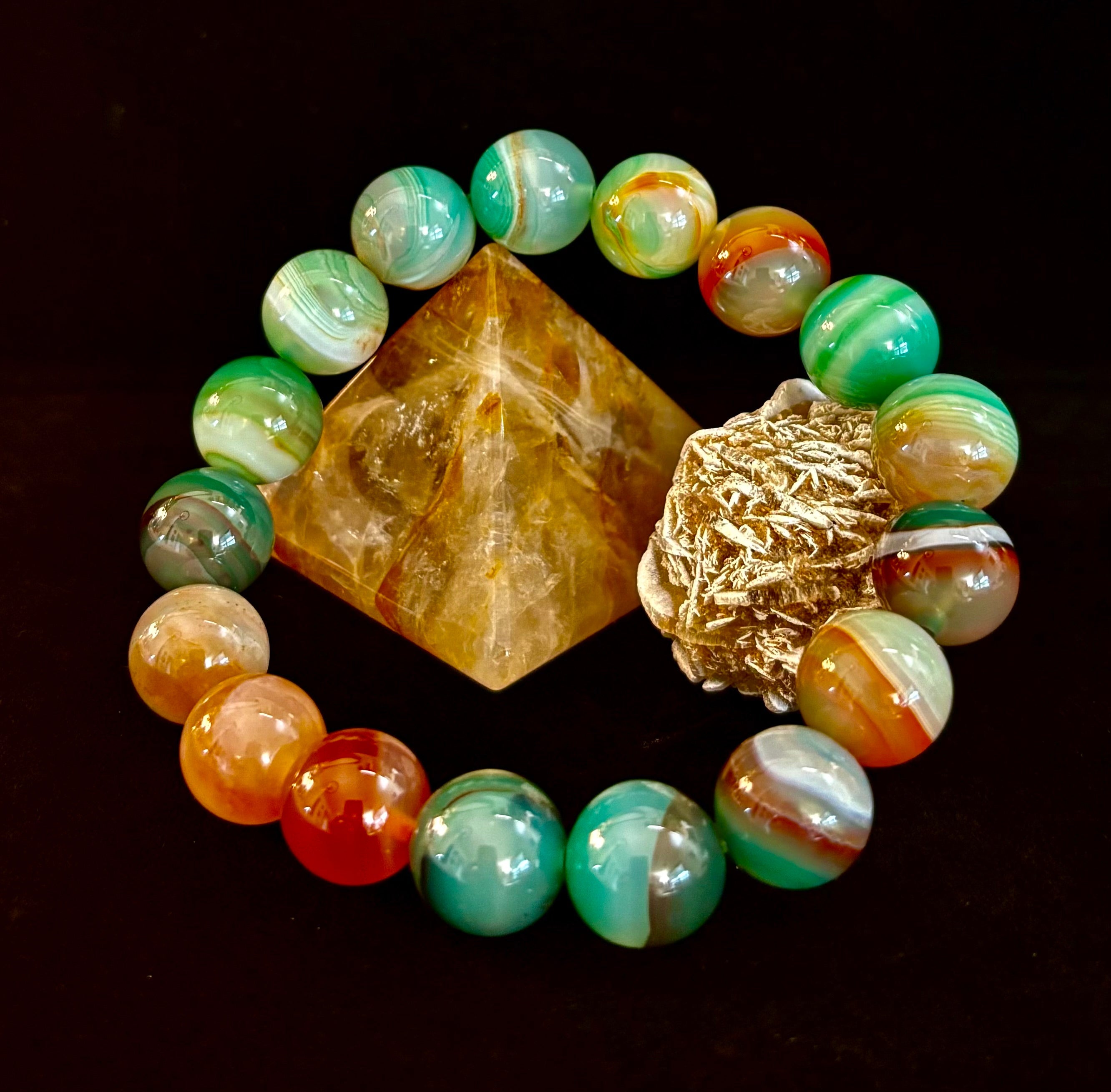 Enchanted Forest Agate Bead Bracelet - Natural Boho Earth Tones