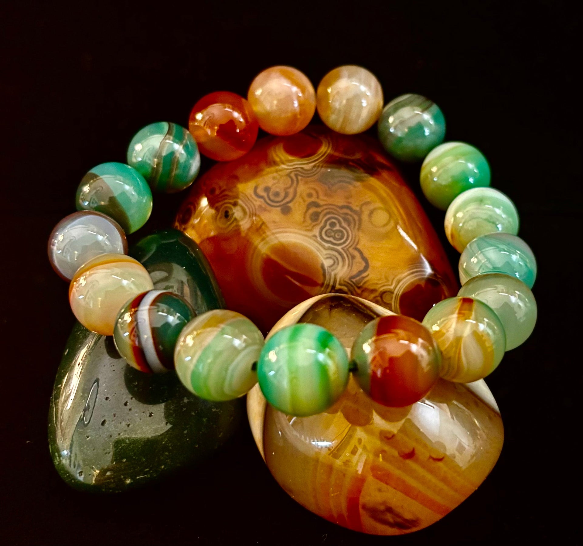 Enchanted Forest Agate Bead Bracelet - Natural Boho Earth Tones