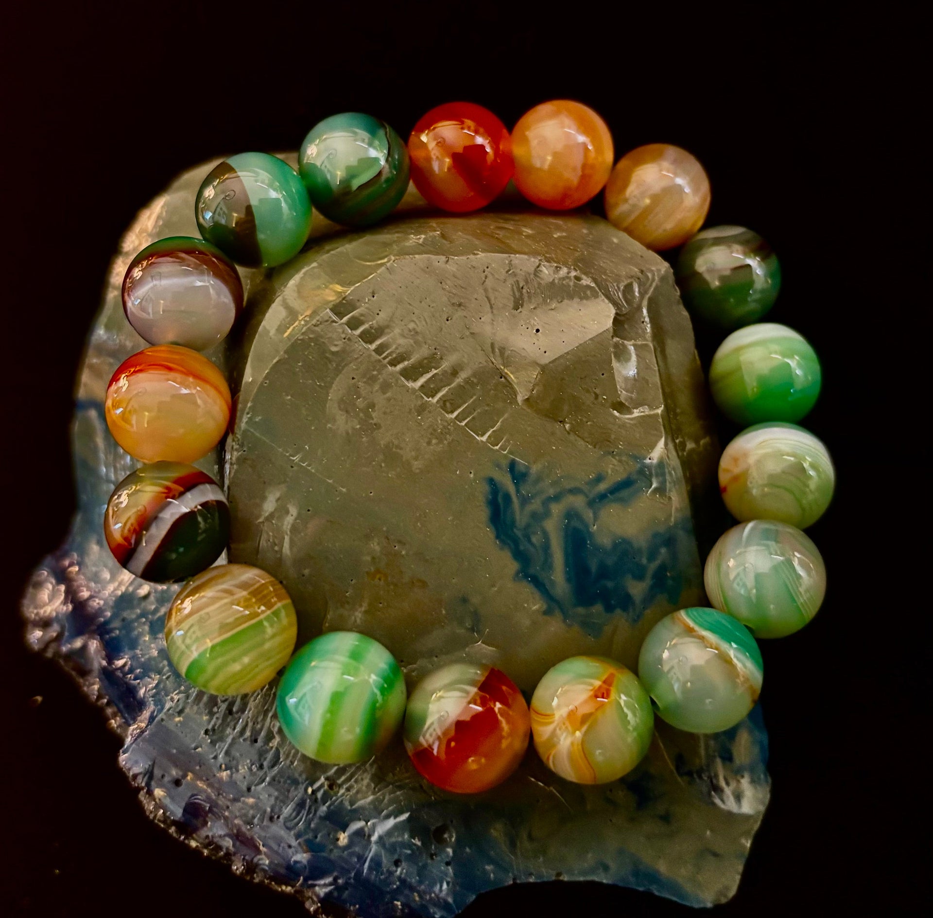 Enchanted Forest Agate Bead Bracelet - Natural Boho Earth Tones