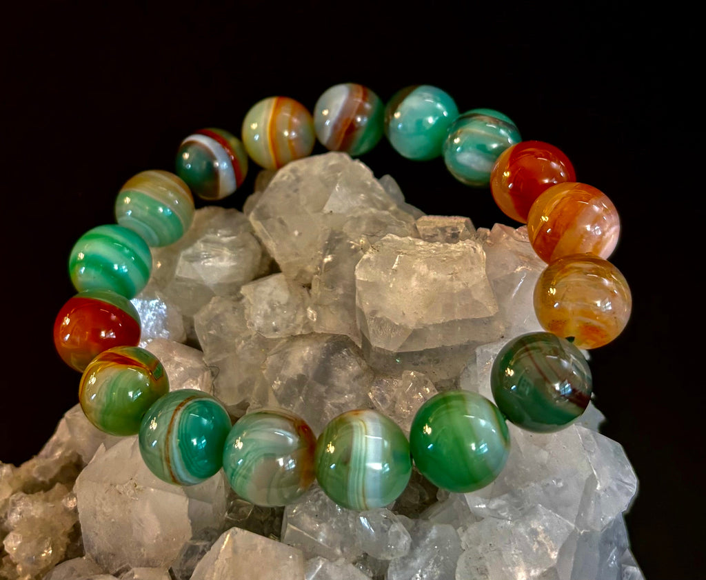 Enchanted Forest Agate Bead Bracelet - Natural Boho Earth Tones