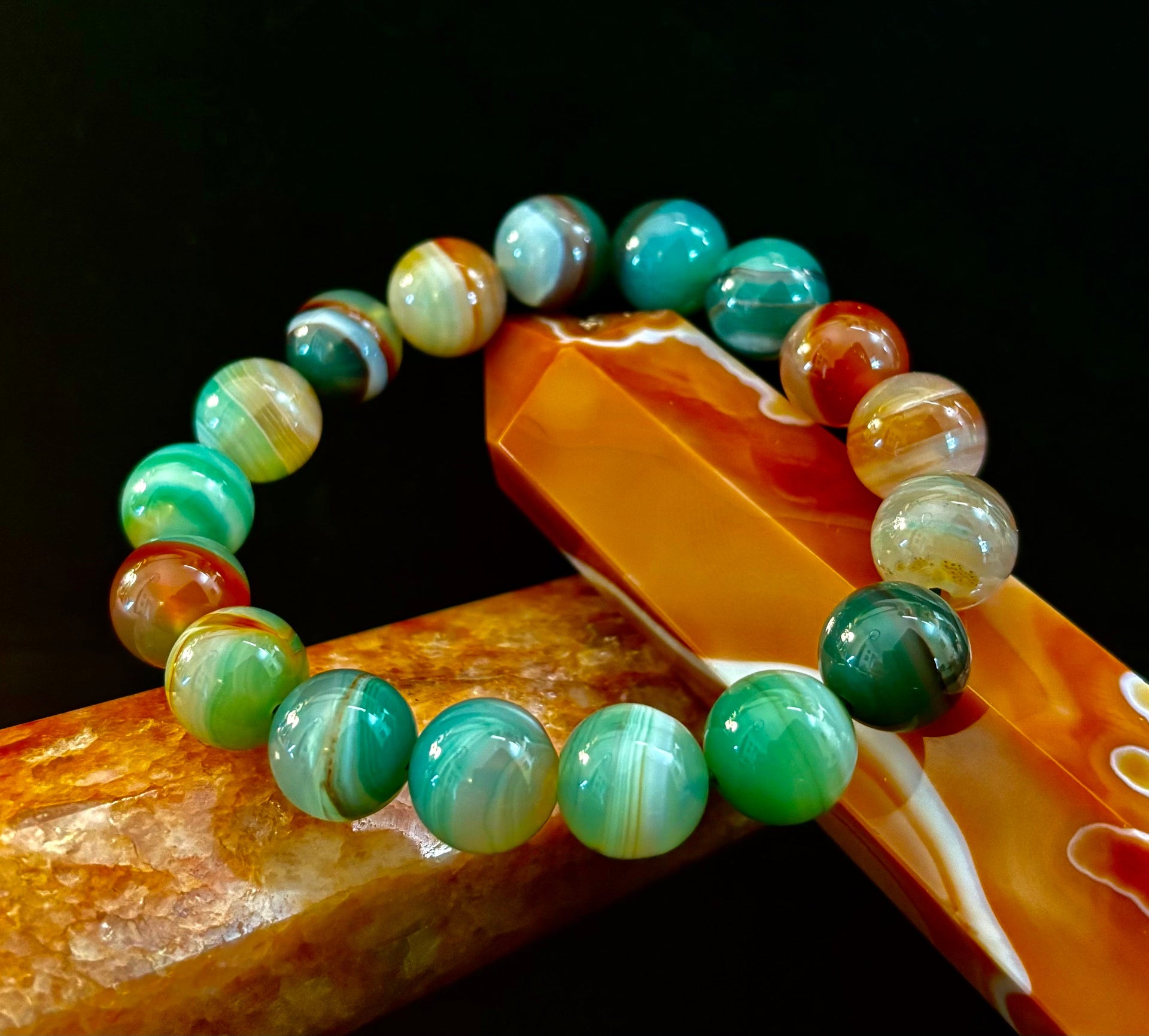 Enchanted Forest Agate Bead Bracelet - Natural Boho Earth Tones