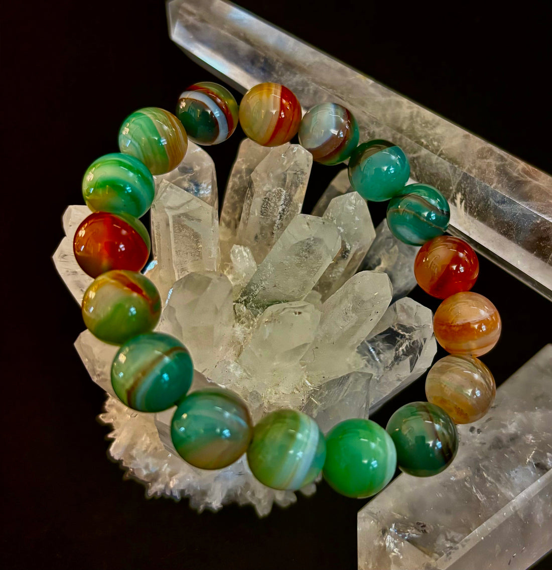 Enchanted Forest Agate Bead Bracelet - Natural Boho Earth Tones