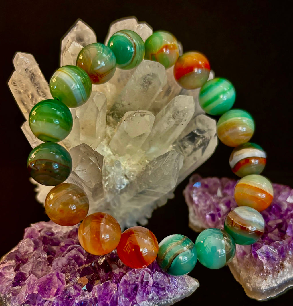 Enchanted Forest Agate Bead Bracelet - Natural Boho Earth Tones