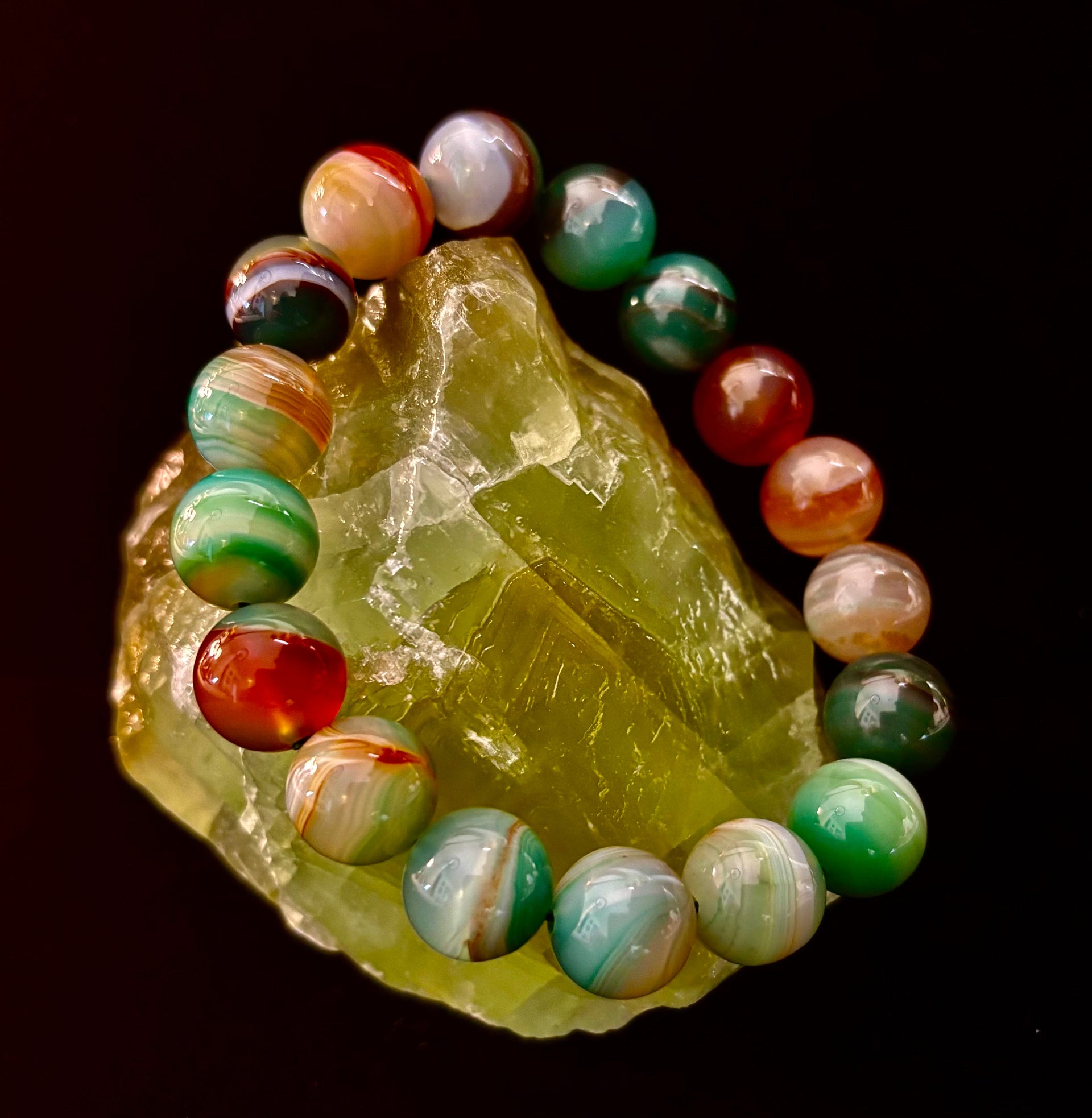 Enchanted Forest Agate Bead Bracelet - Natural Boho Earth Tones