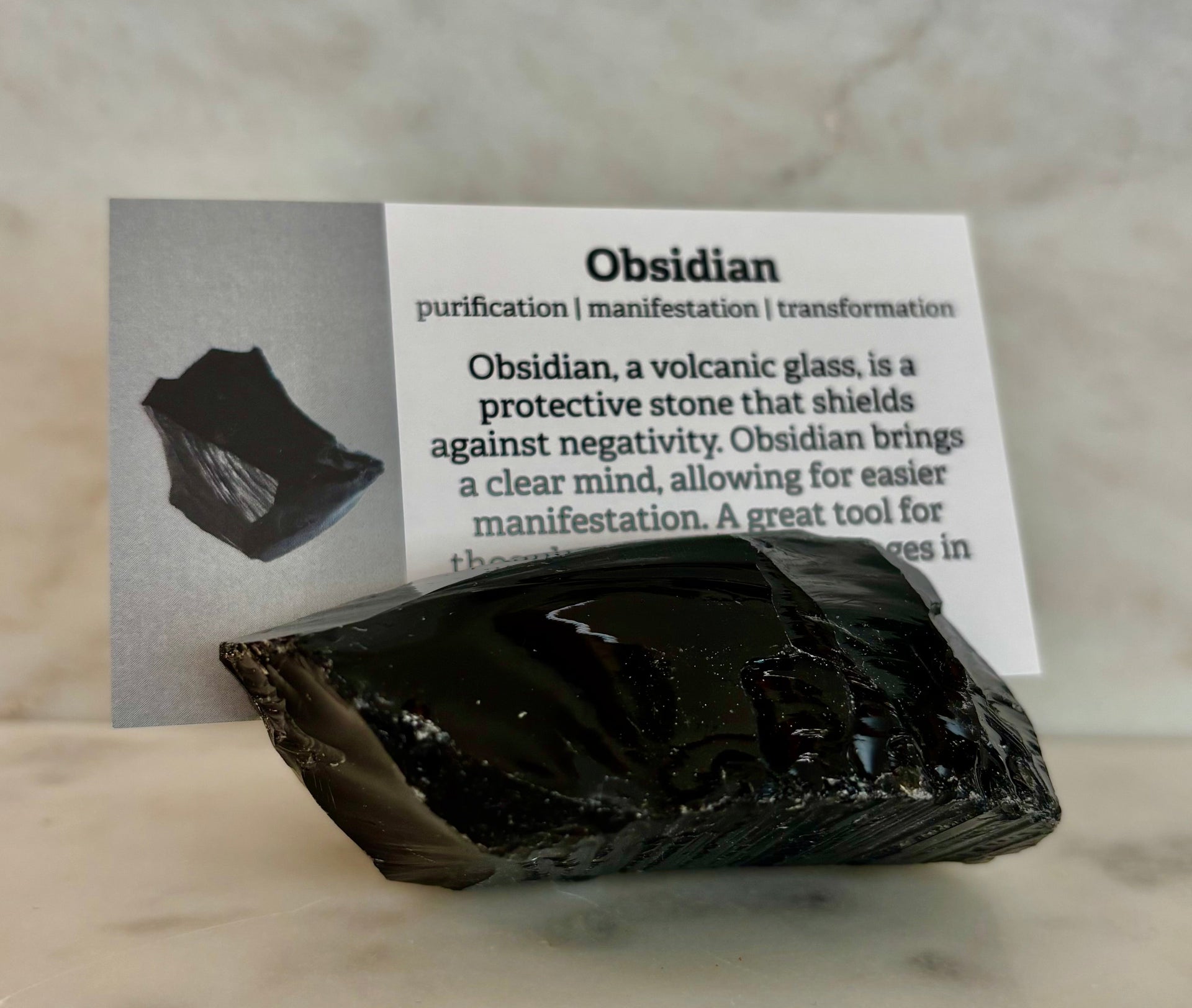 Natural Raw Crystal Card Holder for Business Cards & Desk Decor