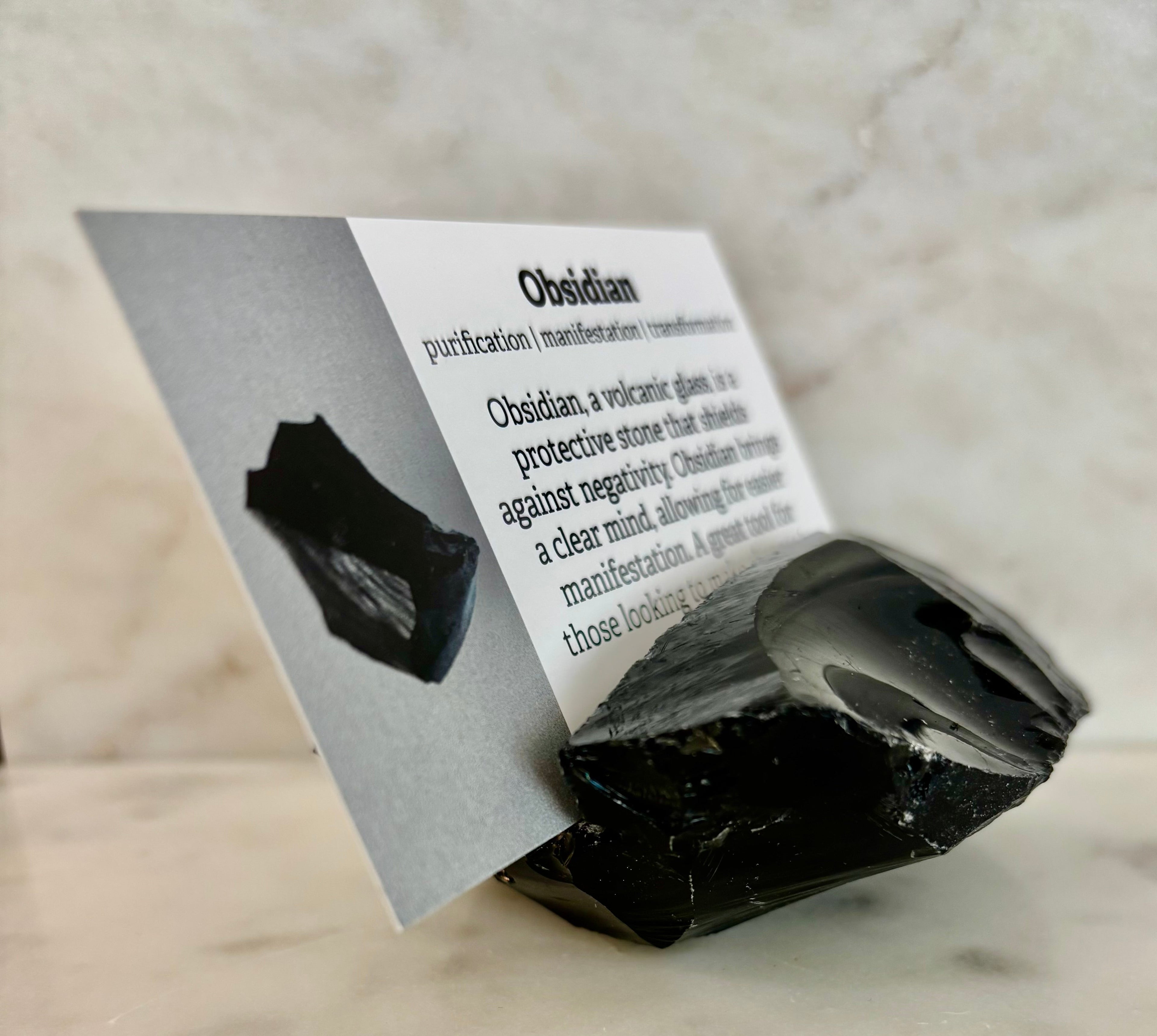 Natural Raw Crystal Card Holder for Business Cards & Desk Decor