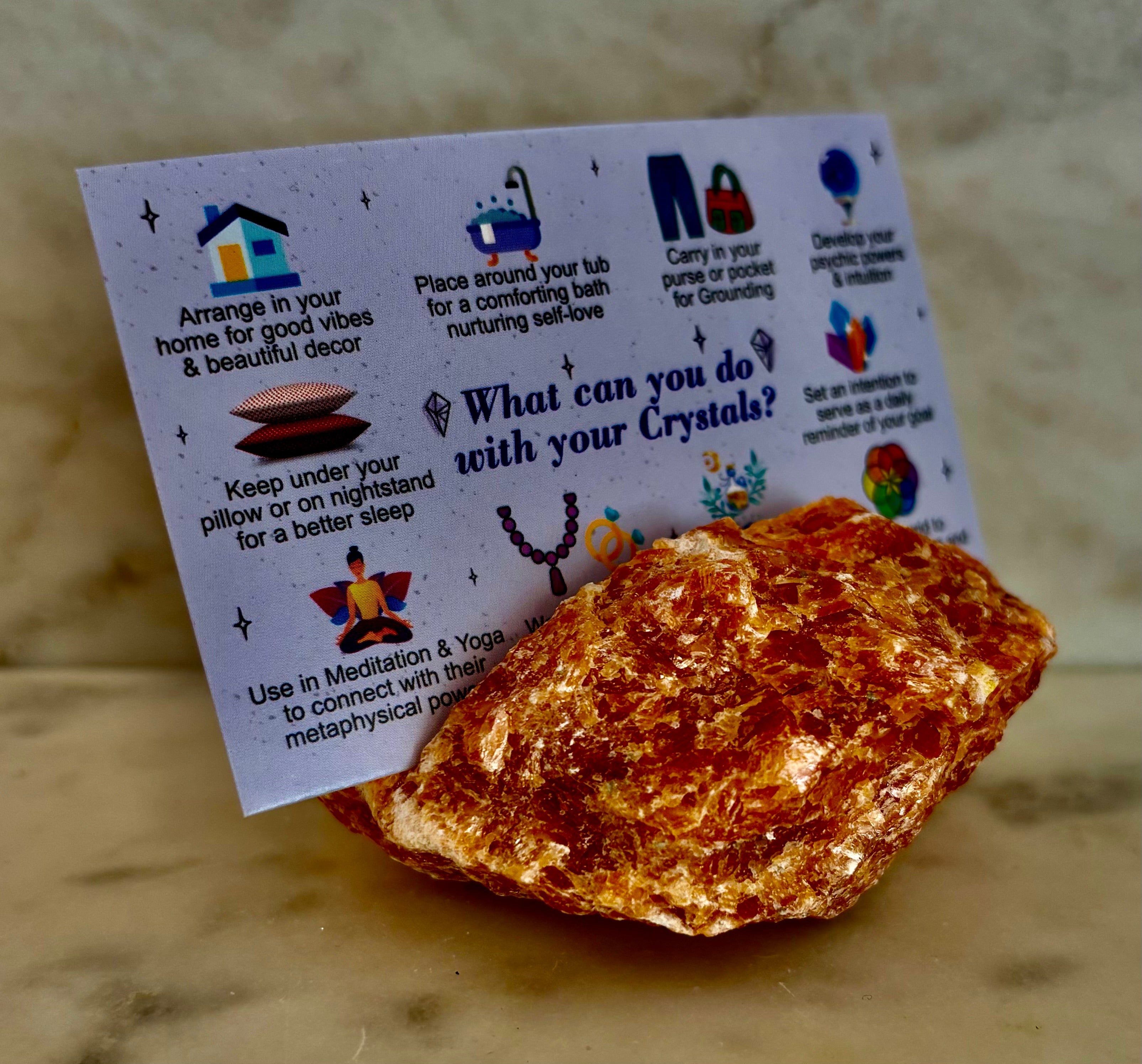 Natural Raw Crystal Card Holder for Business Cards & Desk Decor