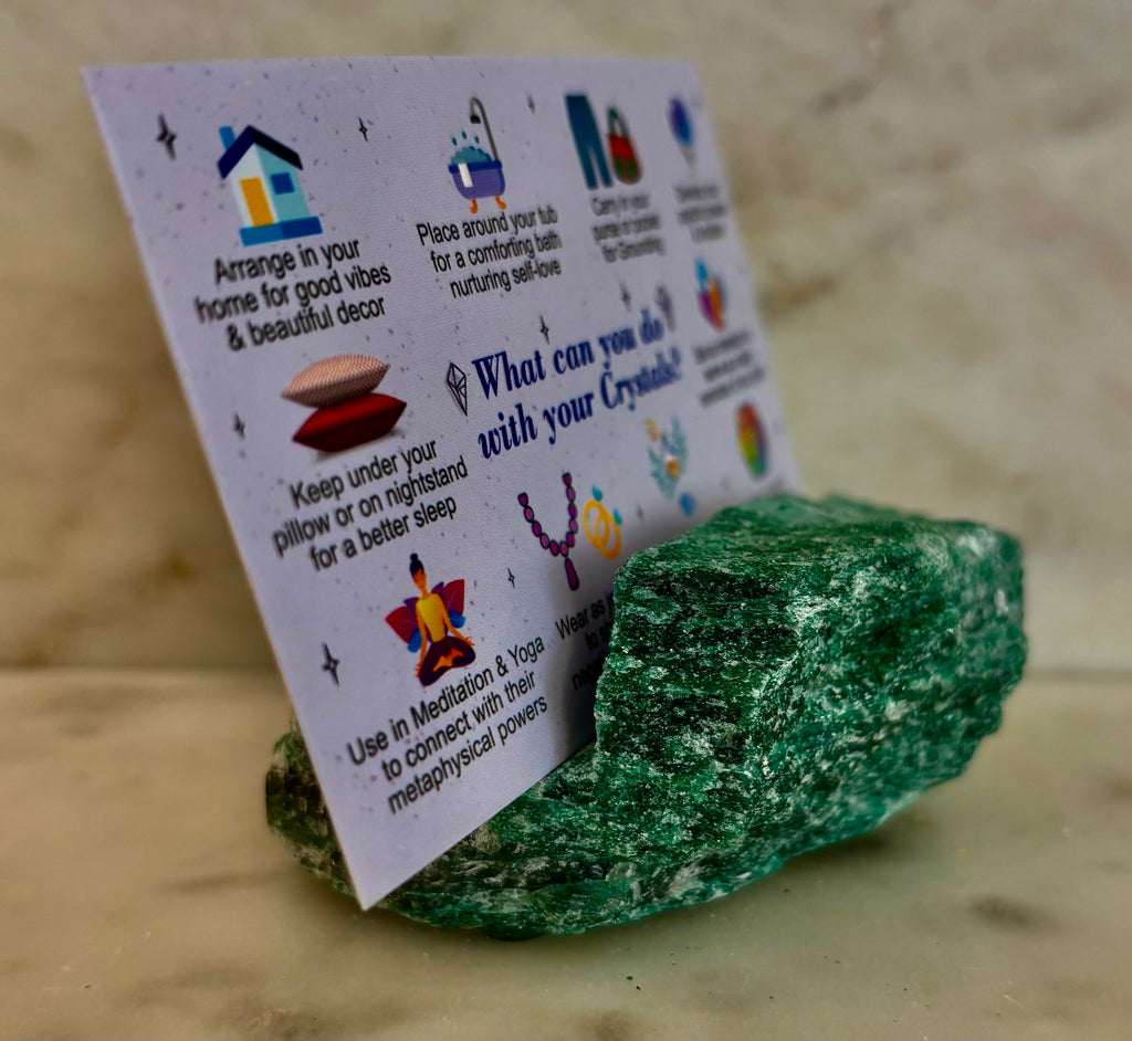 Natural Raw Crystal Card Holder for Business Cards & Desk Decor