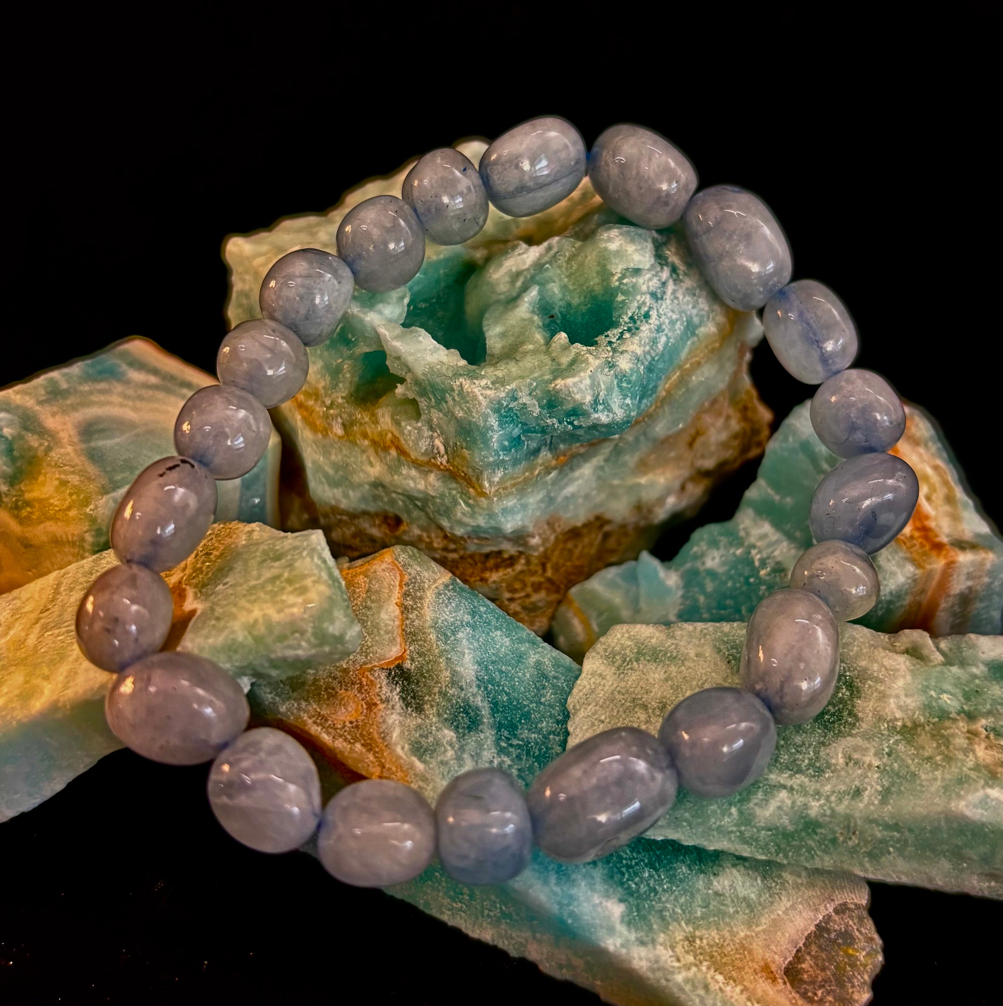 Ocean Whisper Natural Aquamarine Tumbled Stone Bracelet