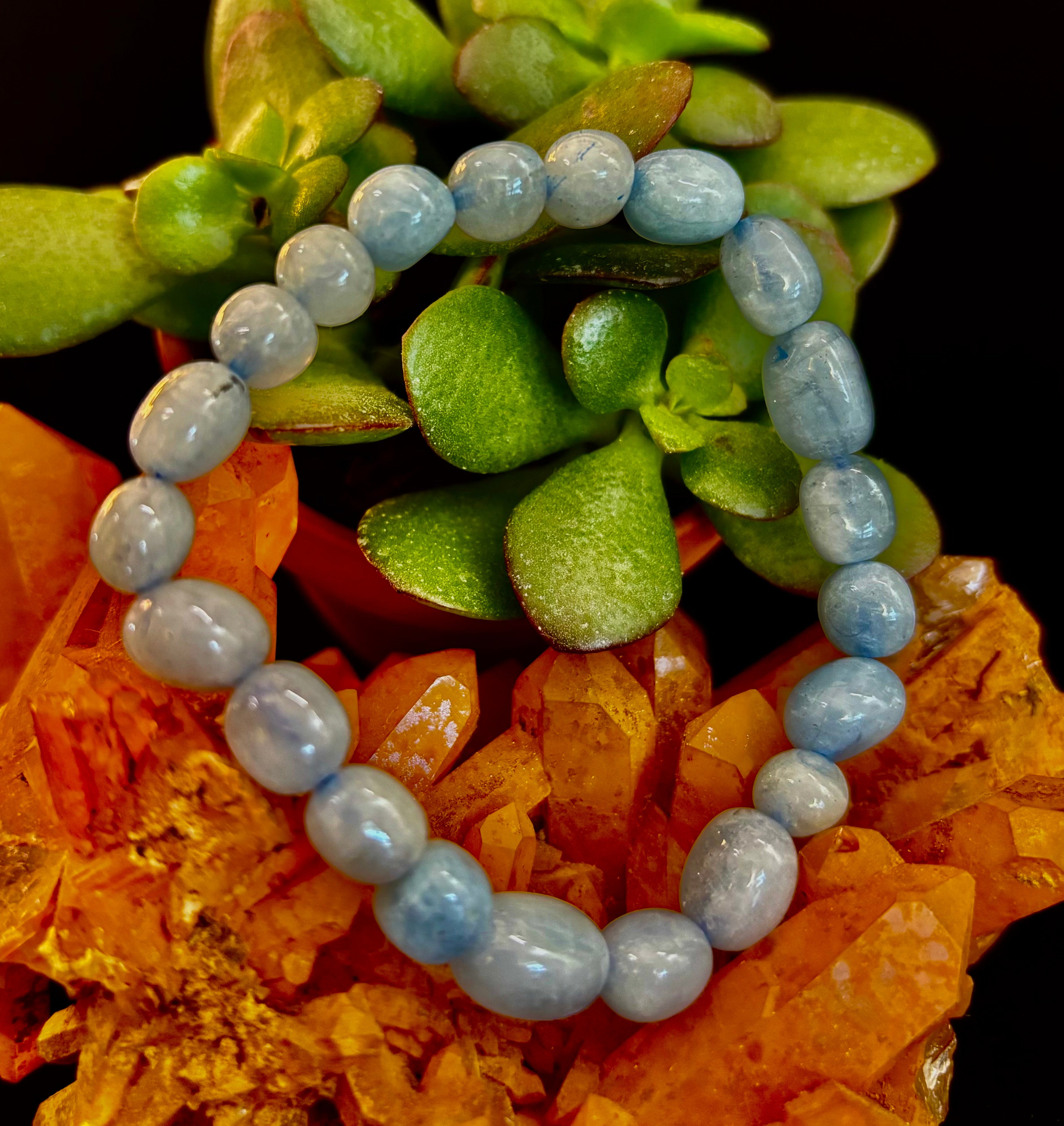Ocean Whisper Natural Aquamarine Tumbled Stone Bracelet