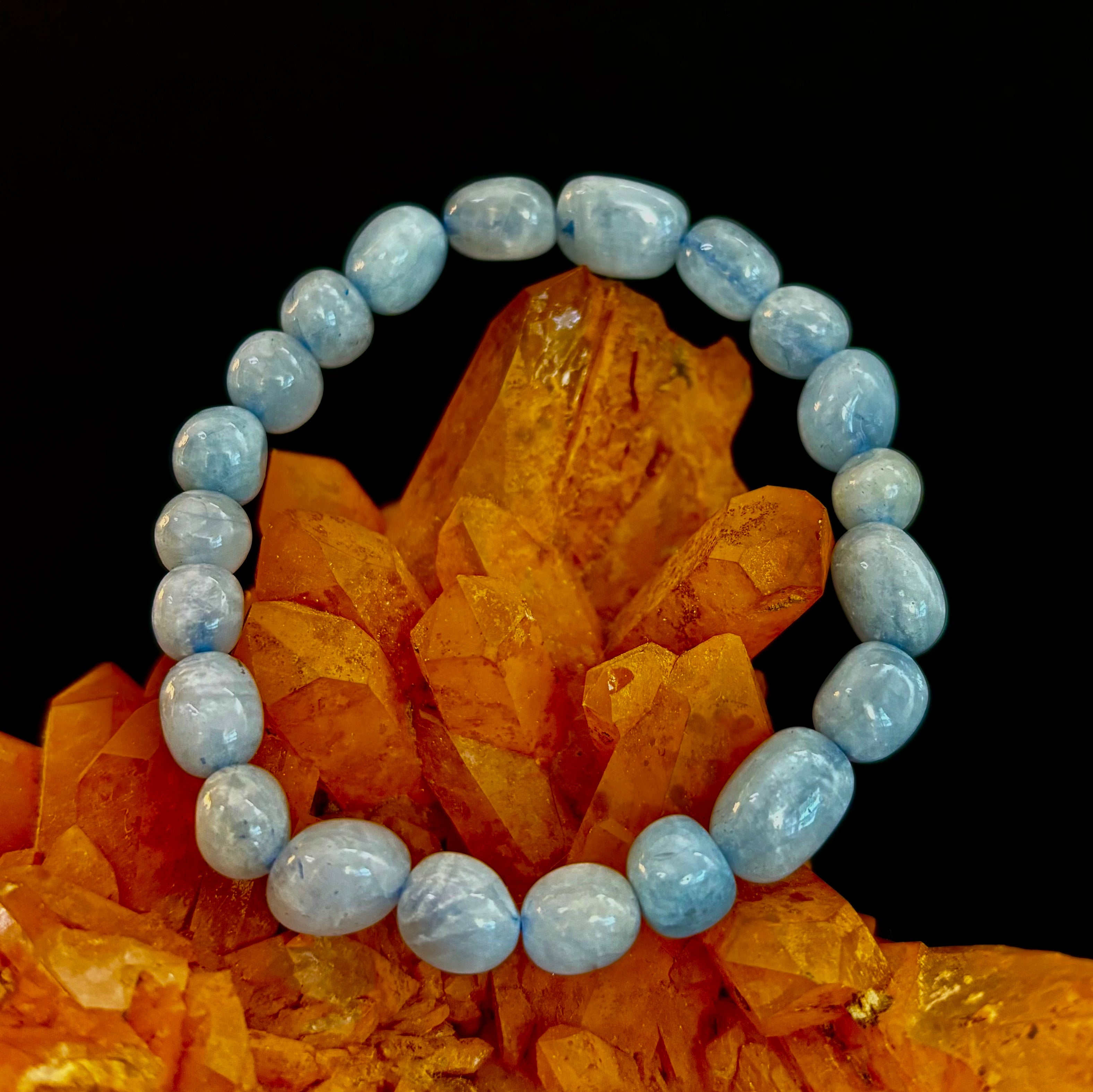 Ocean Whisper Natural Aquamarine Tumbled Stone Bracelet