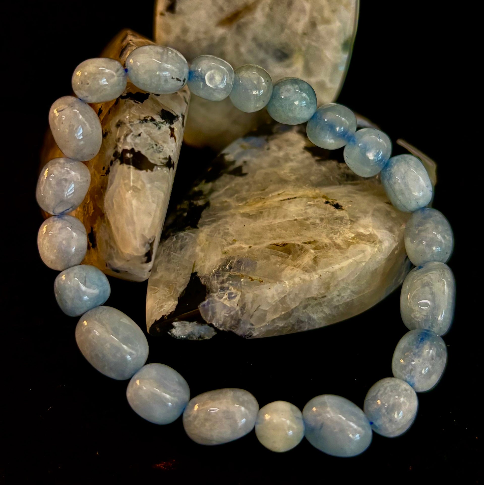 Ocean Whisper Natural Aquamarine Tumbled Stone Bracelet