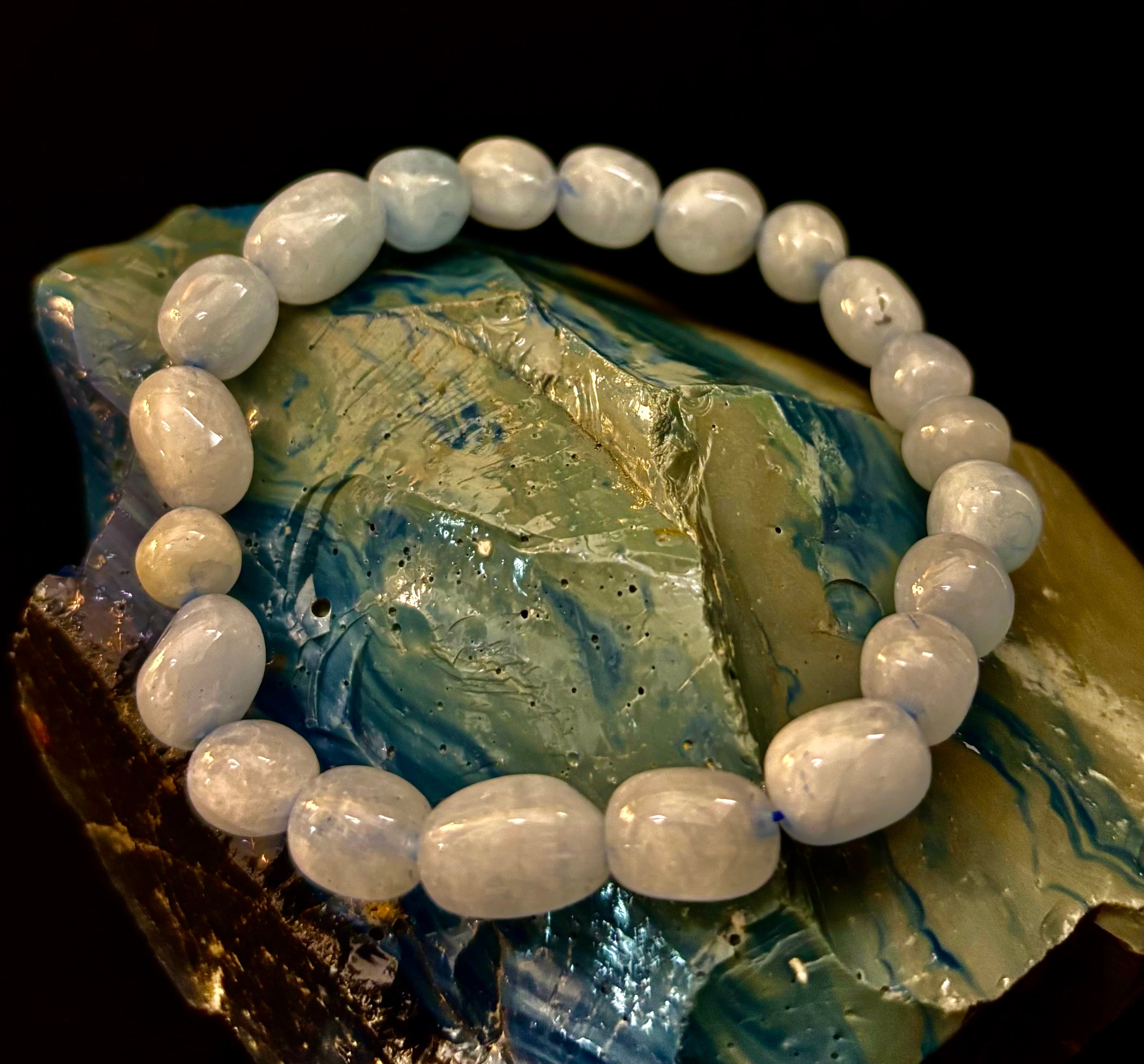 Ocean Whisper Natural Aquamarine Tumbled Stone Bracelet