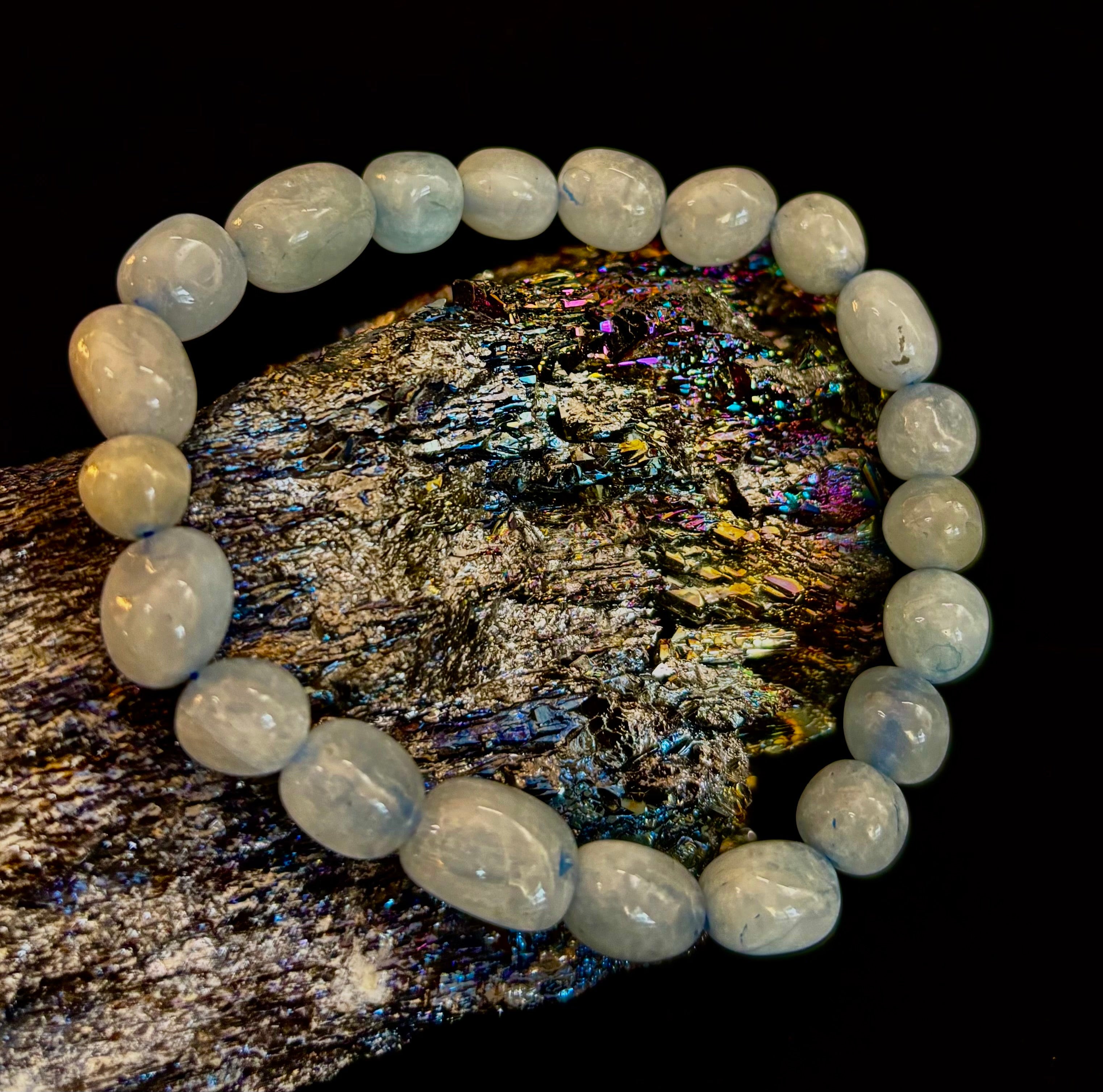 Ocean Whisper Natural Aquamarine Tumbled Stone Bracelet