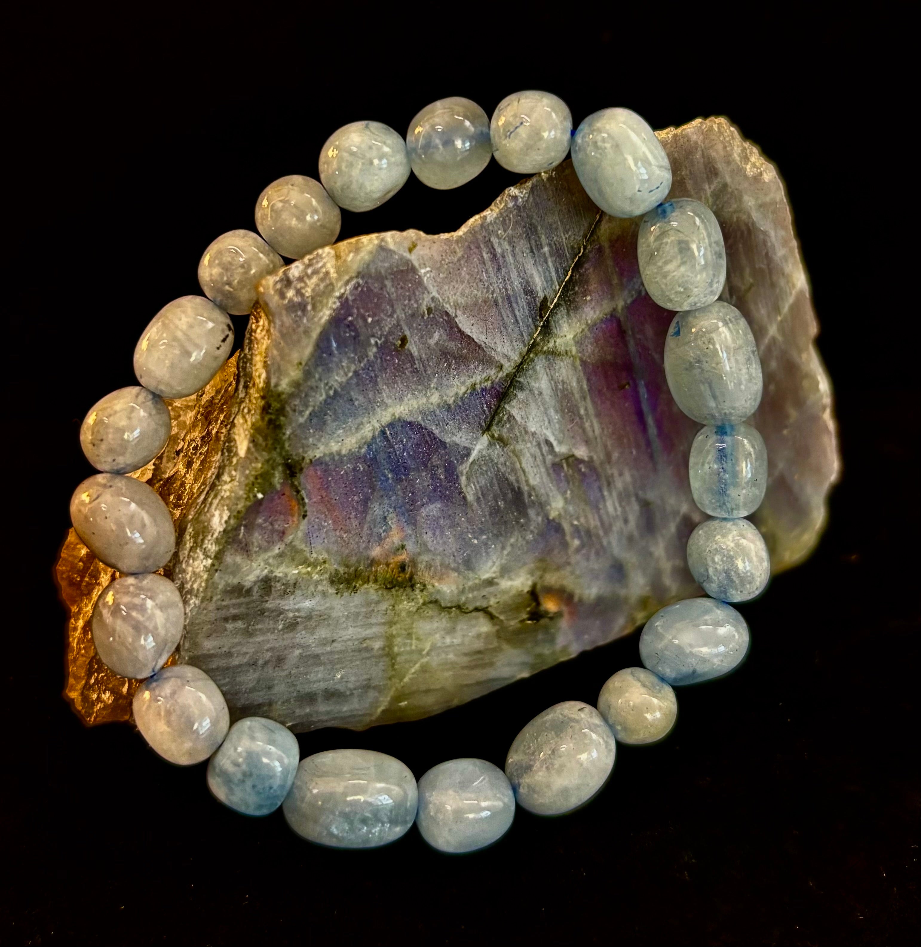 Ocean Whisper Natural Aquamarine Tumbled Stone Bracelet
