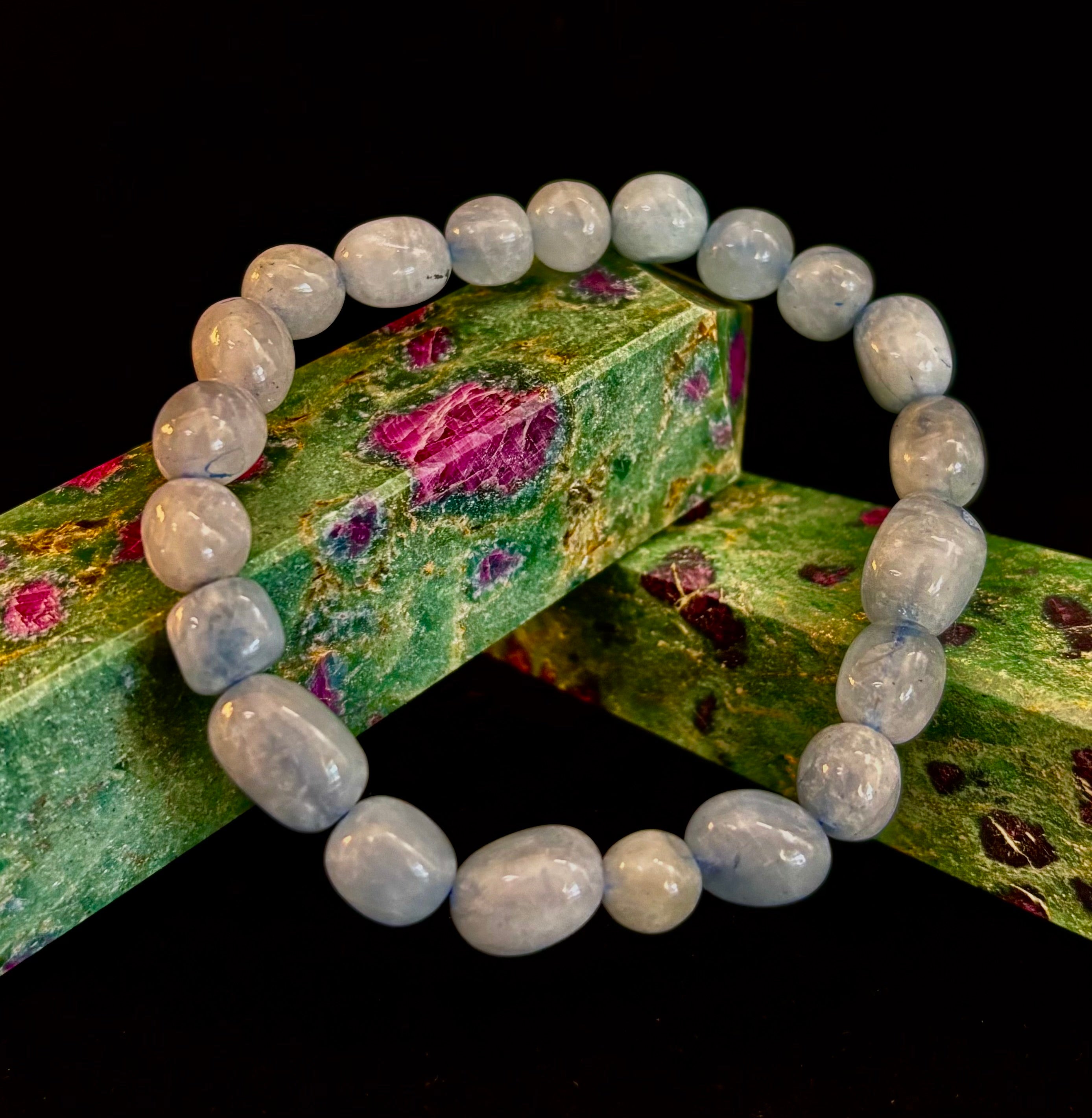 Ocean Whisper Natural Aquamarine Tumbled Stone Bracelet