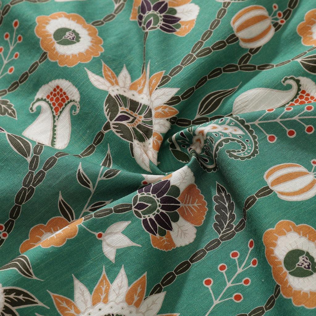 Oriental Jungle Print Camp Collar Hawaiian Shirt in 100% Cotton