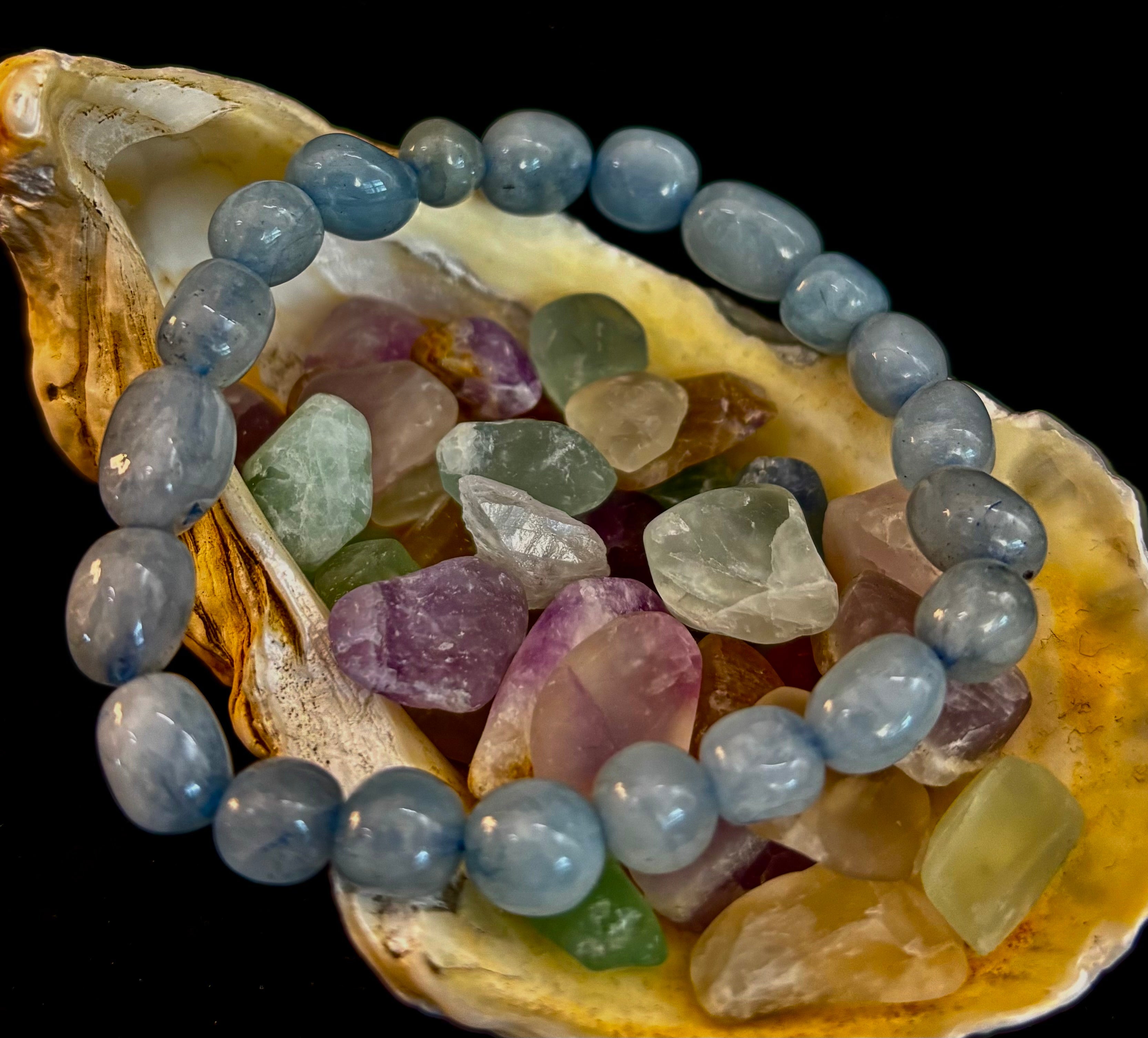 Ocean Whisper Natural Aquamarine Tumbled Stone Bracelet