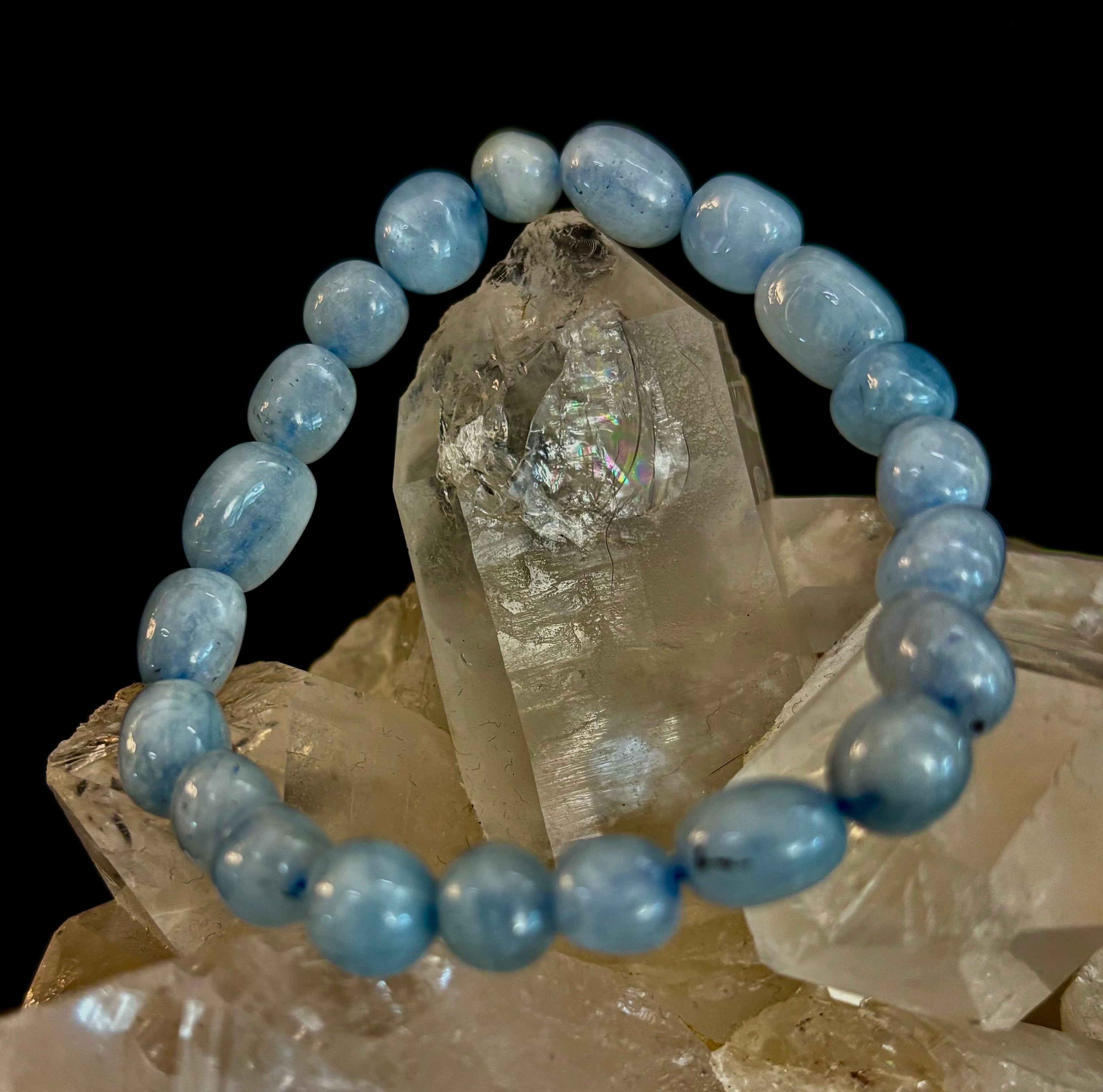 Ocean Whisper Natural Aquamarine Tumbled Stone Bracelet