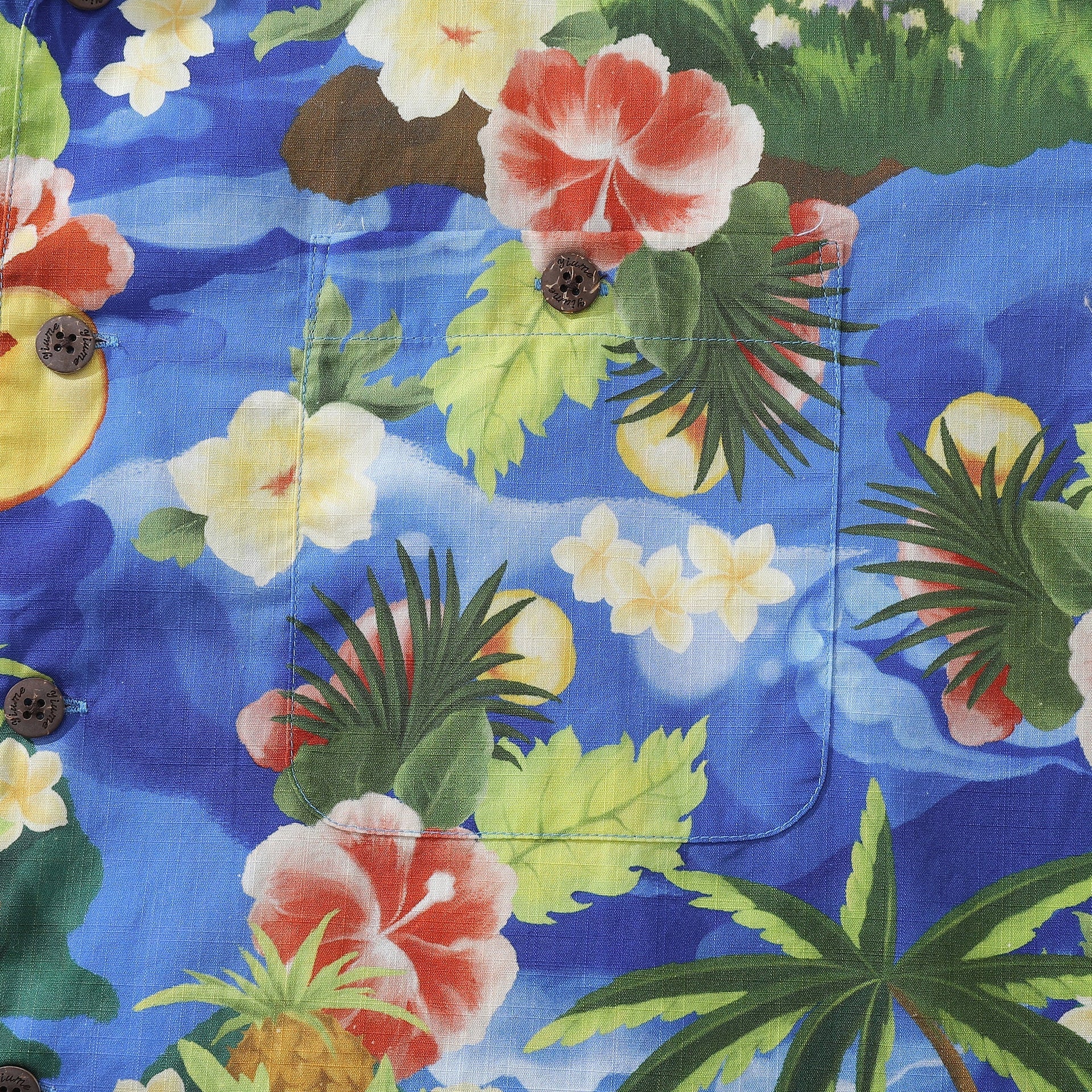 1960s Vintage Hawaiian Shirt Men's Floral Camp Collar Cotton