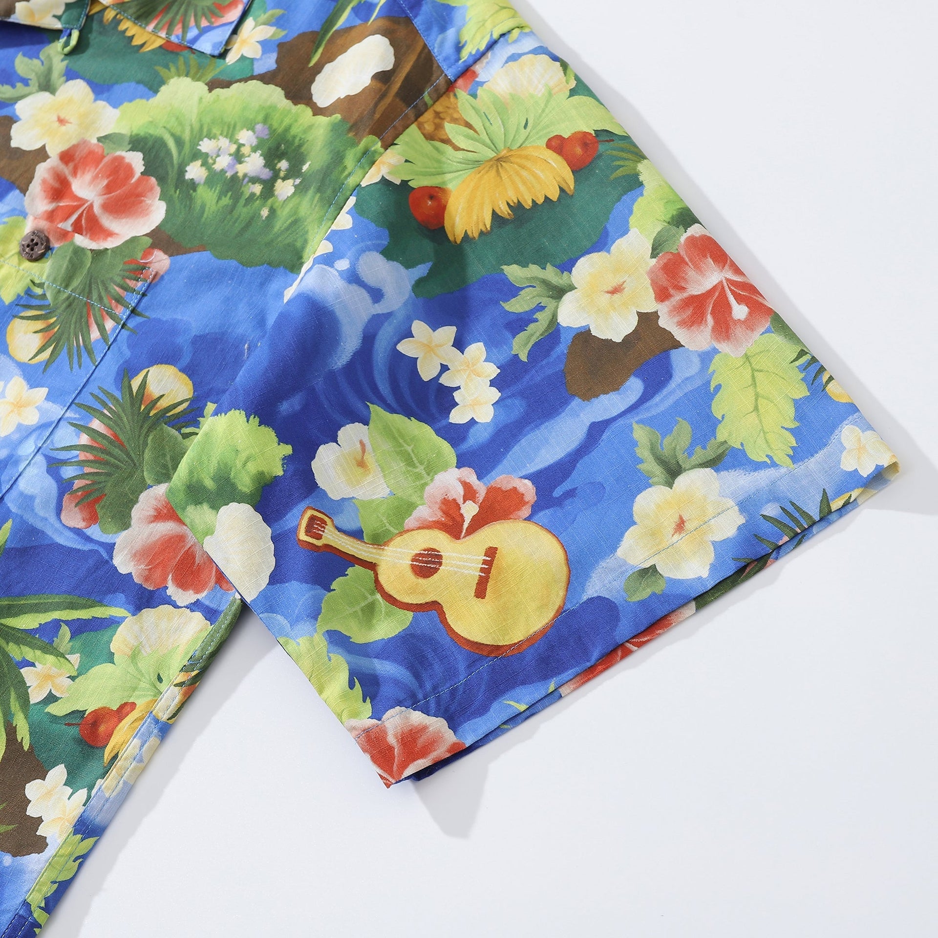 1960s Vintage Hawaiian Shirt Men's Floral Camp Collar Cotton