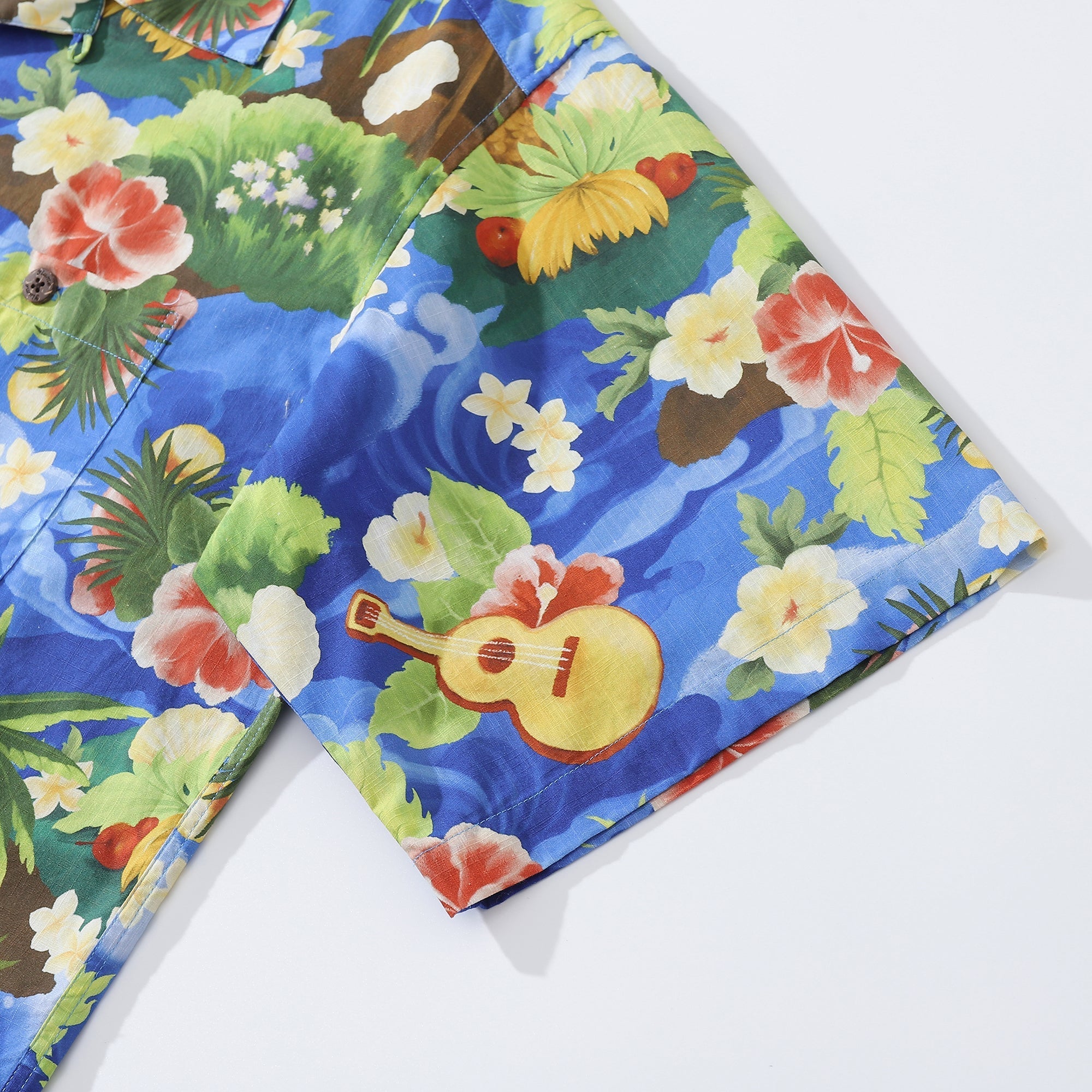 1960s Vintage Hawaiian Shirt Men's Floral Camp Collar Cotton