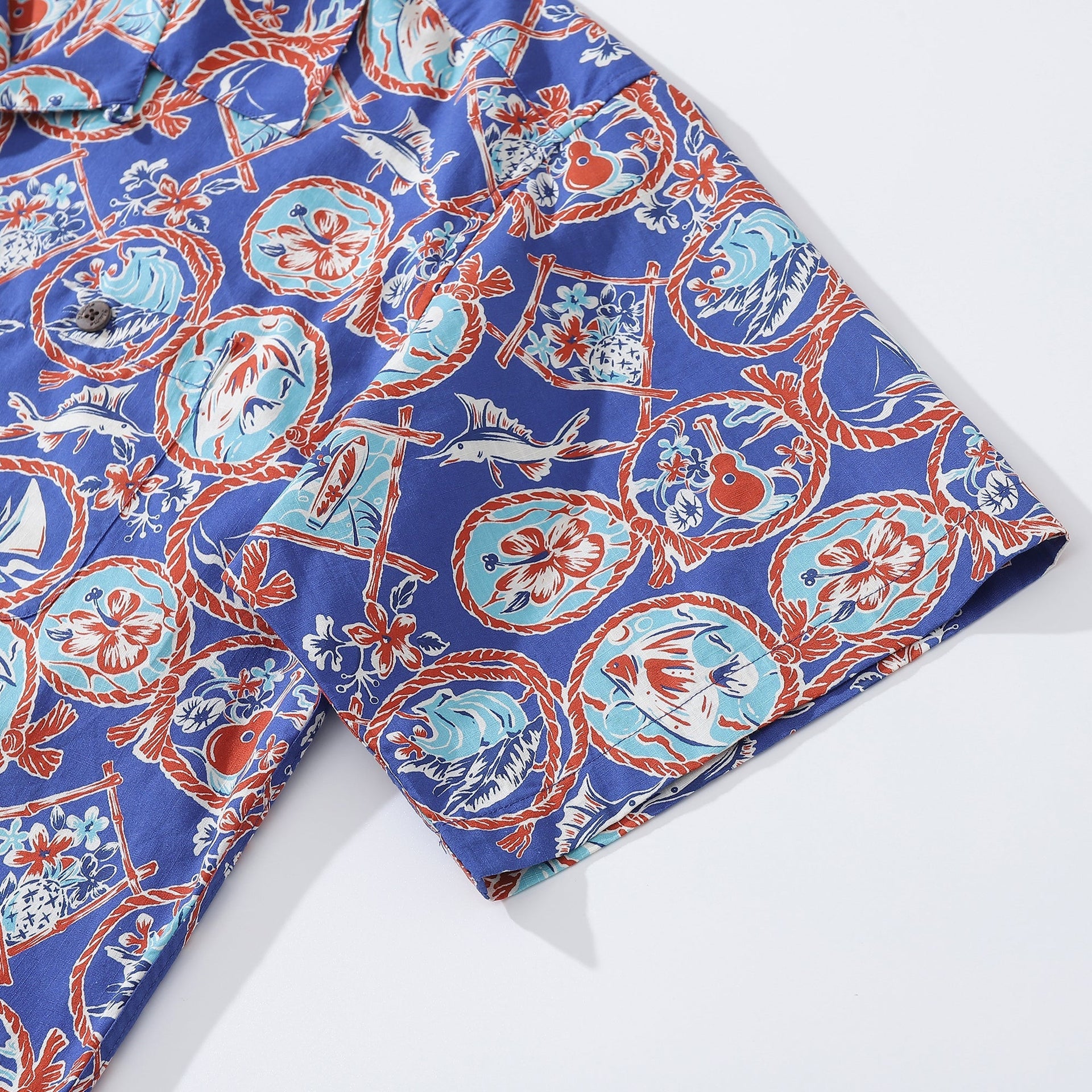 Vintage 1960s Hawaiian Shirt Men's Cotton Camp Collar Resort Top
