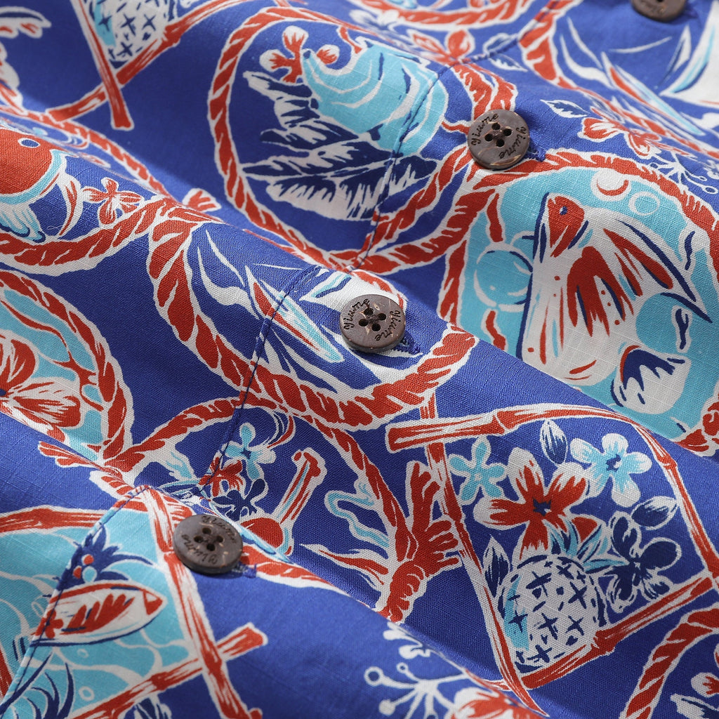 Vintage 1960s Hawaiian Shirt Men's Cotton Camp Collar Resort Top