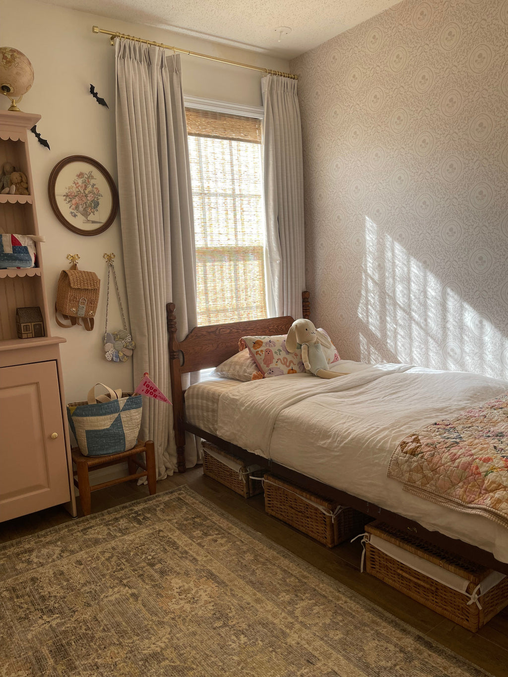 Louise Floral Removable Wallpaper in Classic Beige and Cream