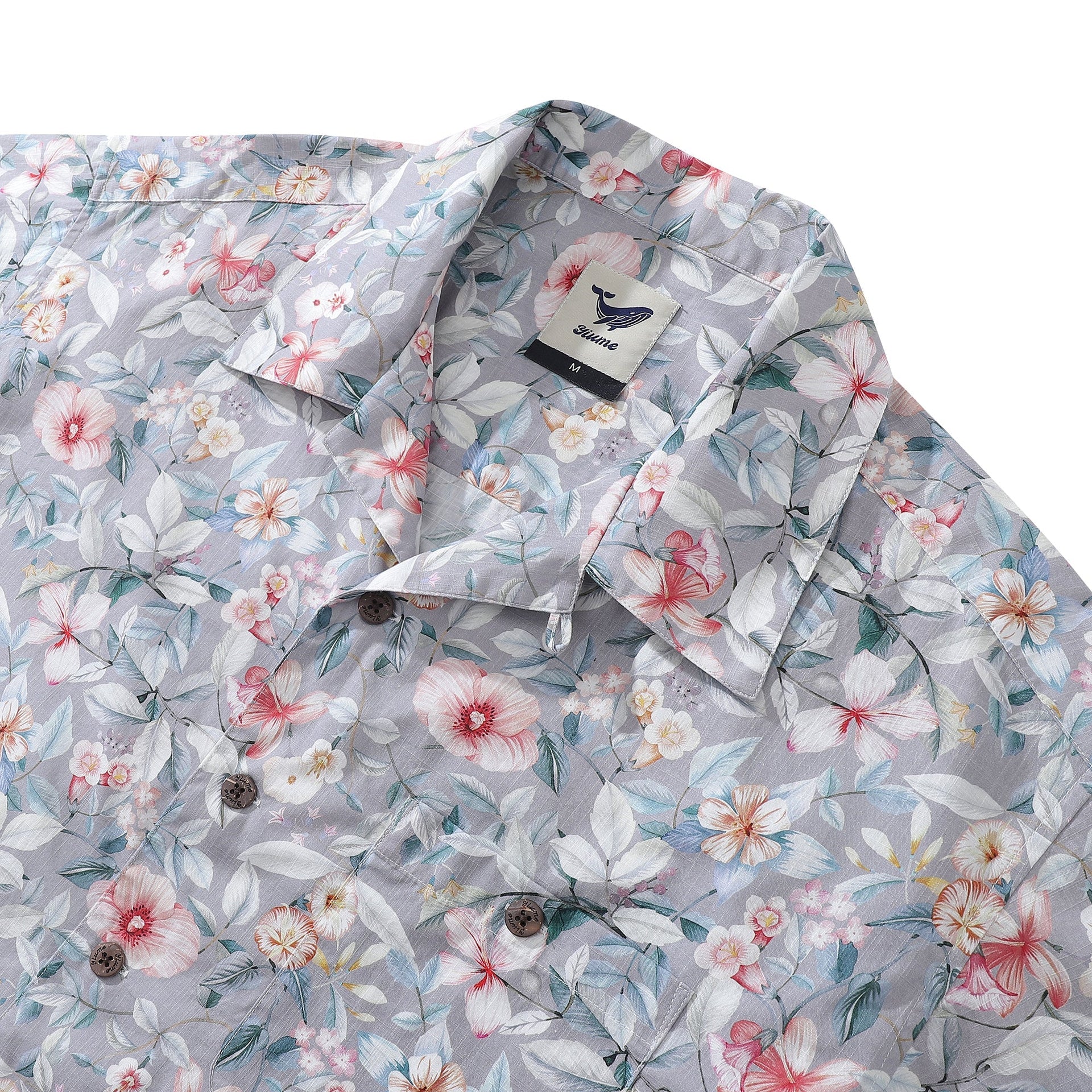Men's Sea of Flowers Hawaiian Camp Collar Shirt 100% Cotton