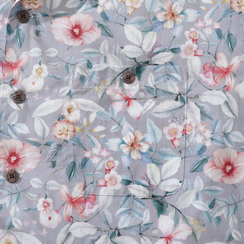 Men's Sea of Flowers Hawaiian Camp Collar Shirt 100% Cotton