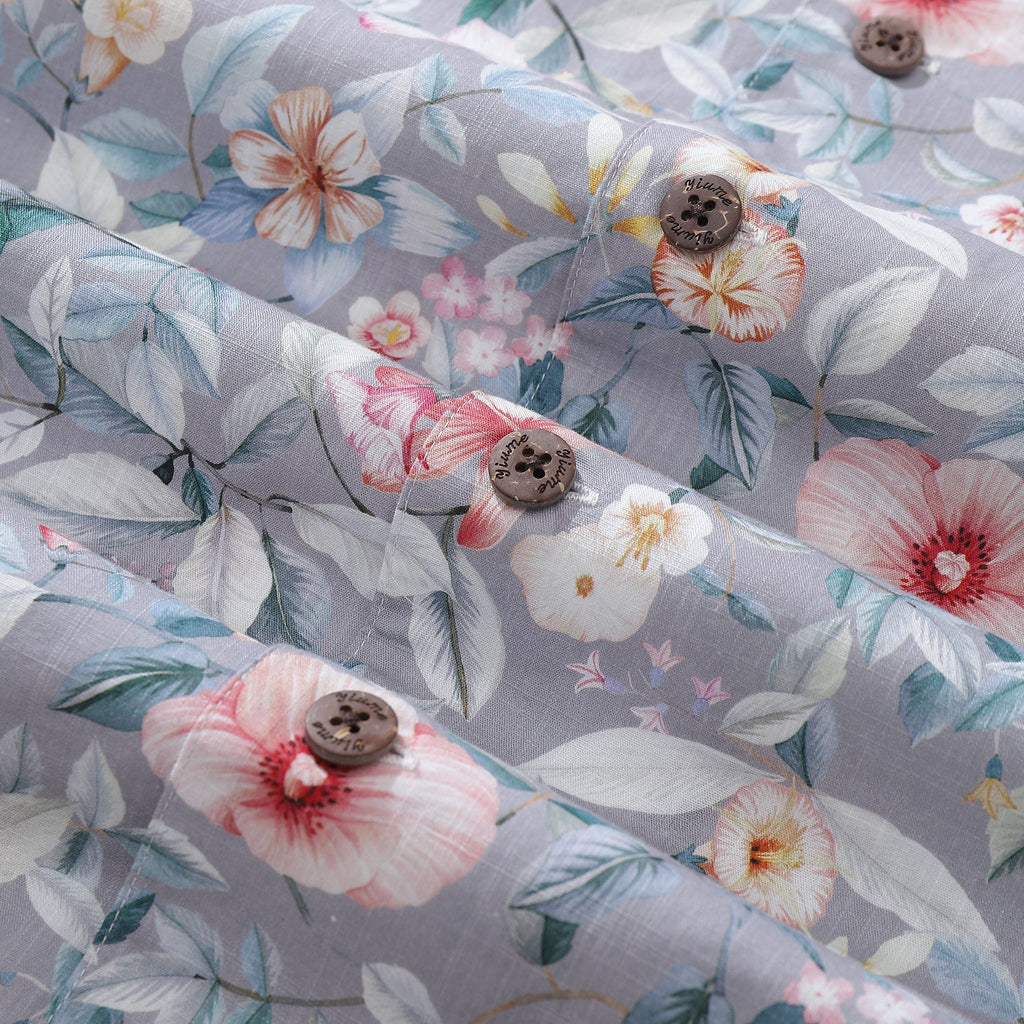 Men's Sea of Flowers Hawaiian Camp Collar Shirt 100% Cotton
