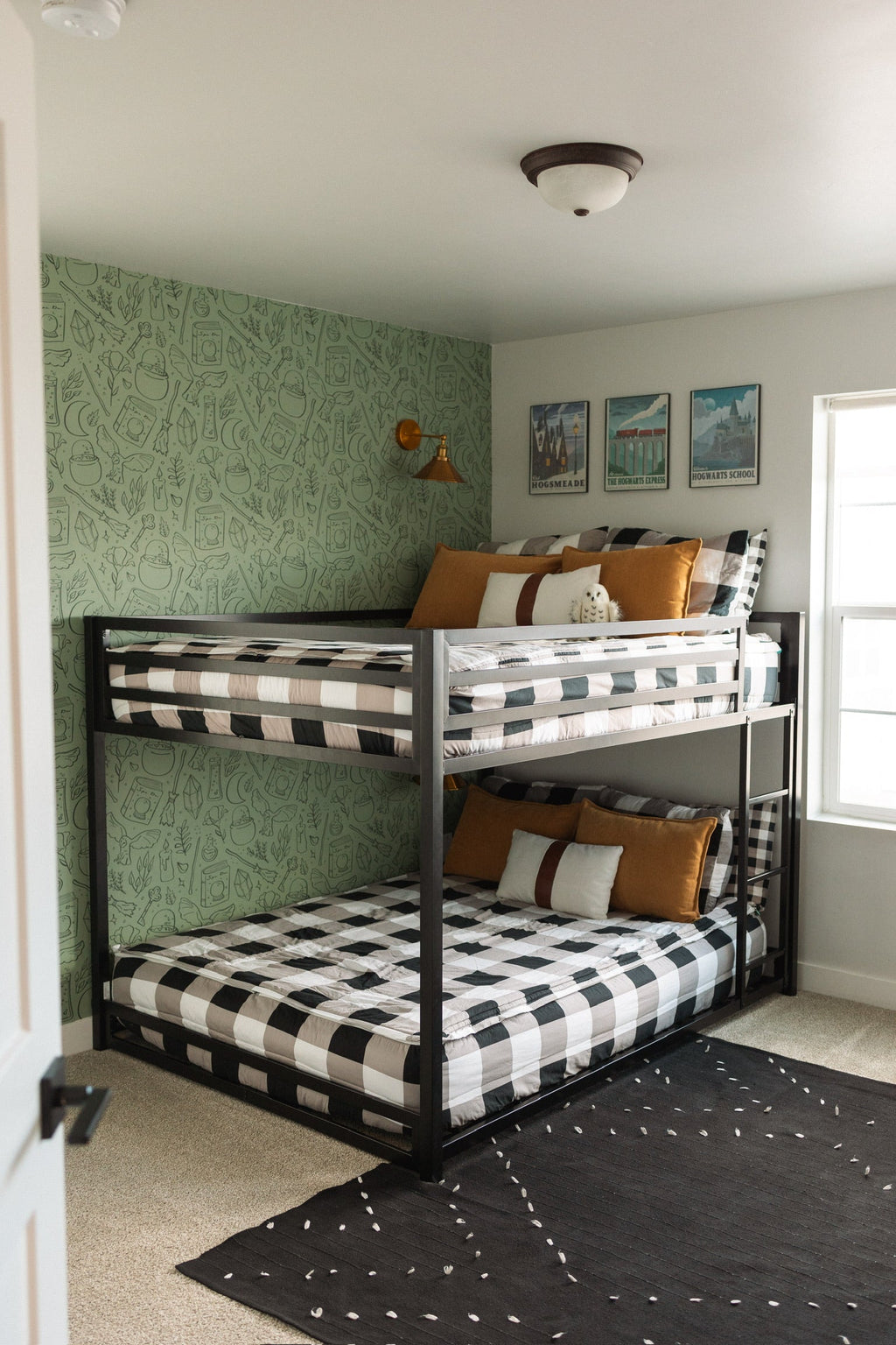 Hedwig Whimsical Wizarding-Core Wallpaper in Sage and Charcoal