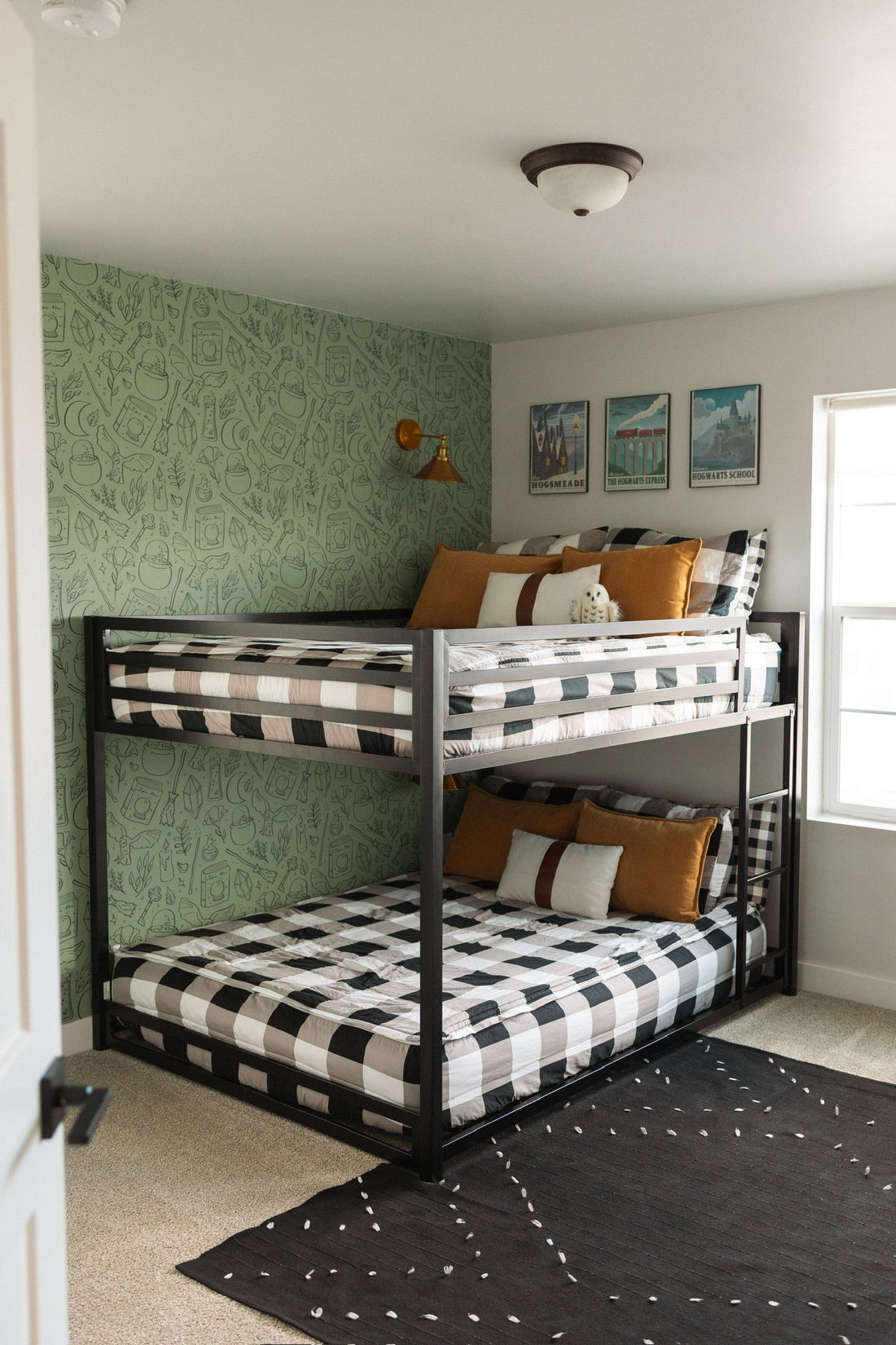 Hedwig Whimsical Wizarding-Core Wallpaper in Sage and Charcoal